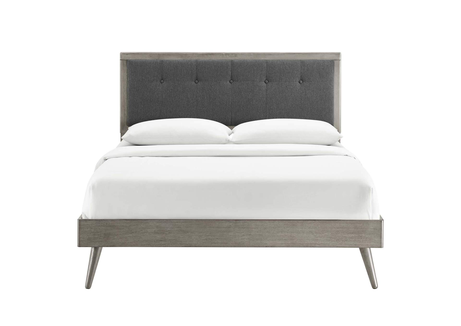 Gray Charcoal Willow Queen Wood Platform Bed With Splayed Legs,Modway