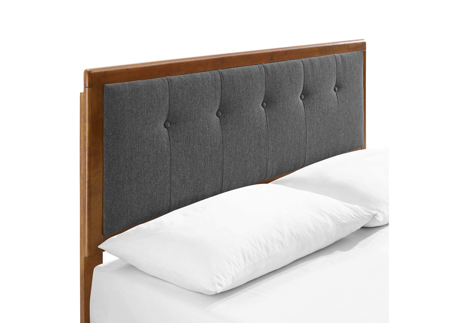 Walnut Charcoal Willow Queen Wood Platform Bed With Splayed Legs,Modway
