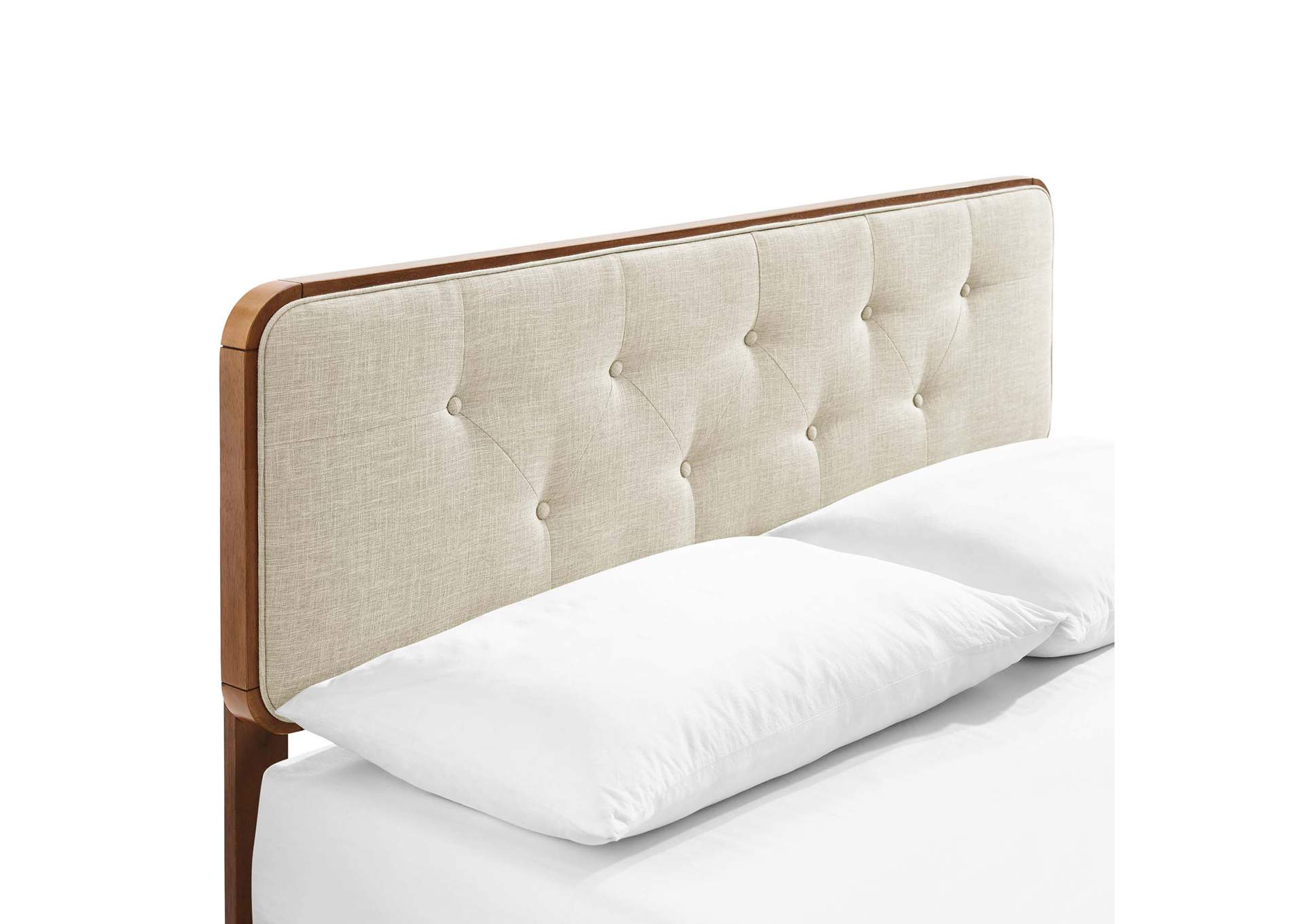Walnut Beige Bridgette Queen Wood Platform Bed With Angular Frame,Modway