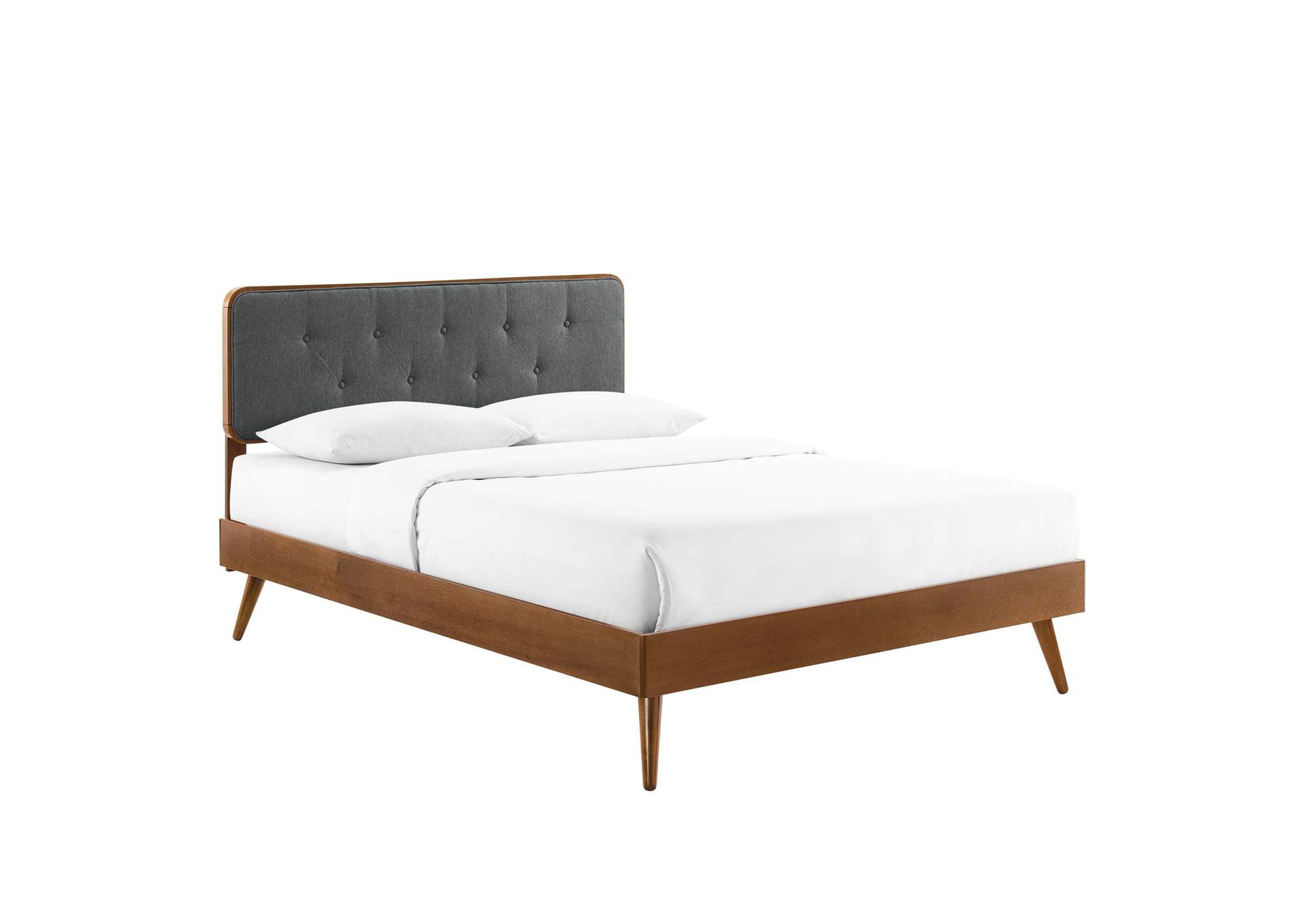 Walnut Charcoal Bridgette Queen Wood Platform Bed With Splayed Legs,Modway