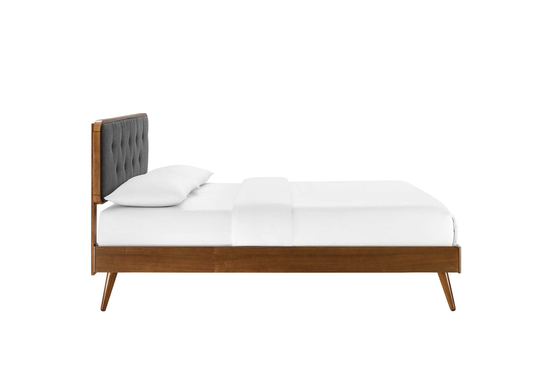 Walnut Charcoal Bridgette Queen Wood Platform Bed With Splayed Legs,Modway