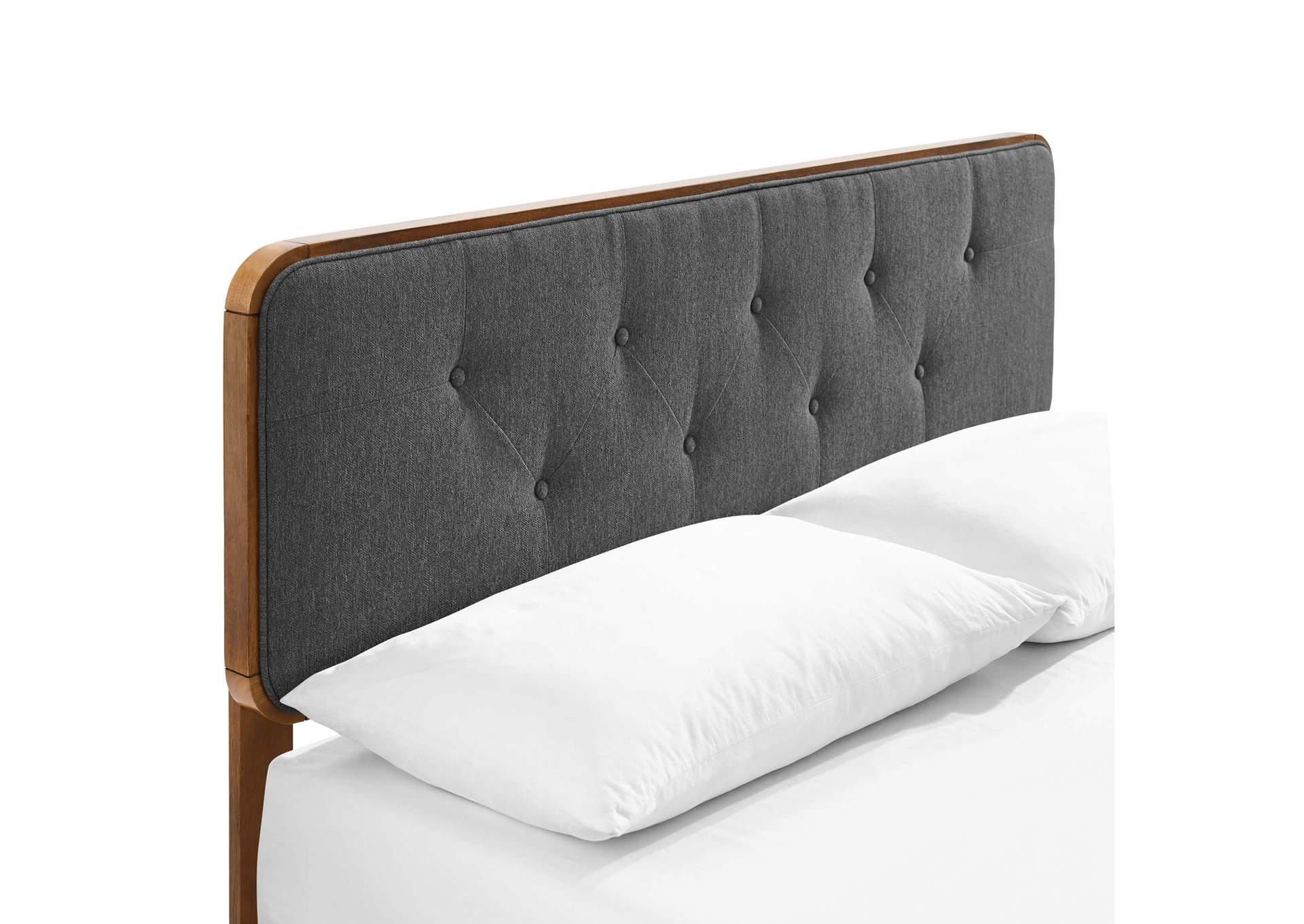 Walnut Charcoal Bridgette Queen Wood Platform Bed With Splayed Legs,Modway