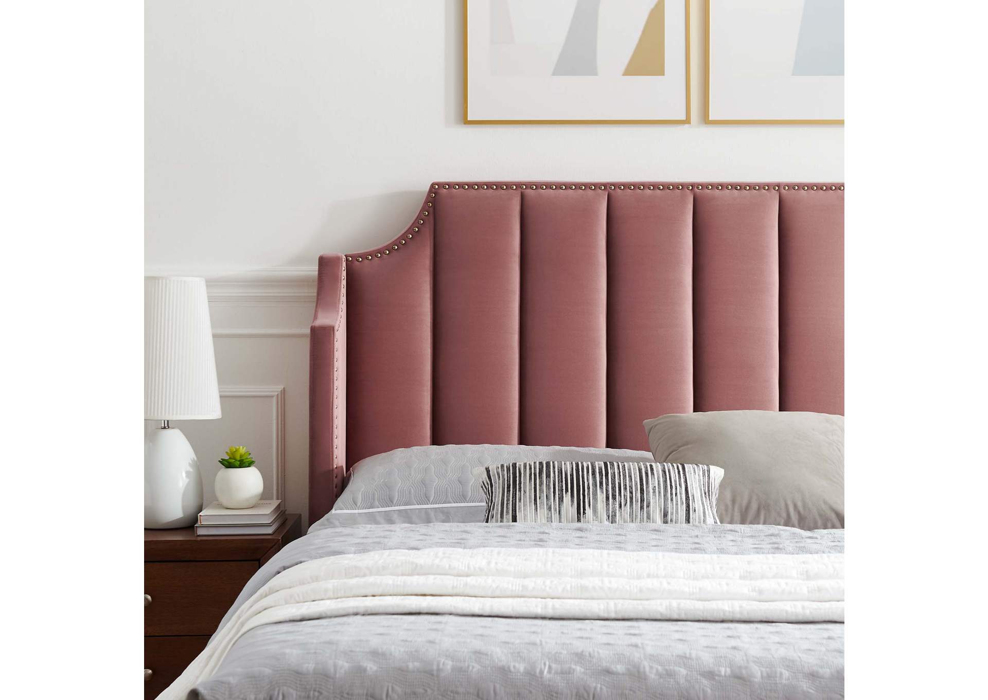 Daniella Performance Velvet Queen Platform Bed,Modway