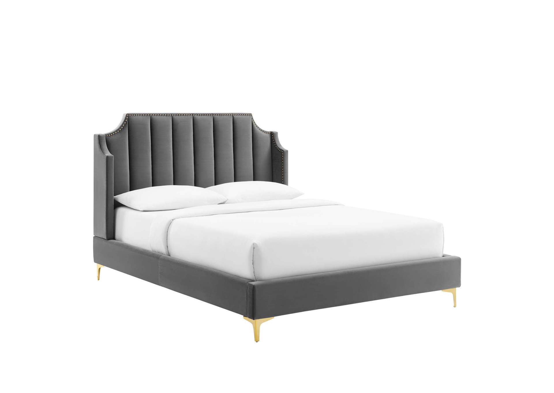 Daniella Performance Velvet Queen Platform Bed,Modway