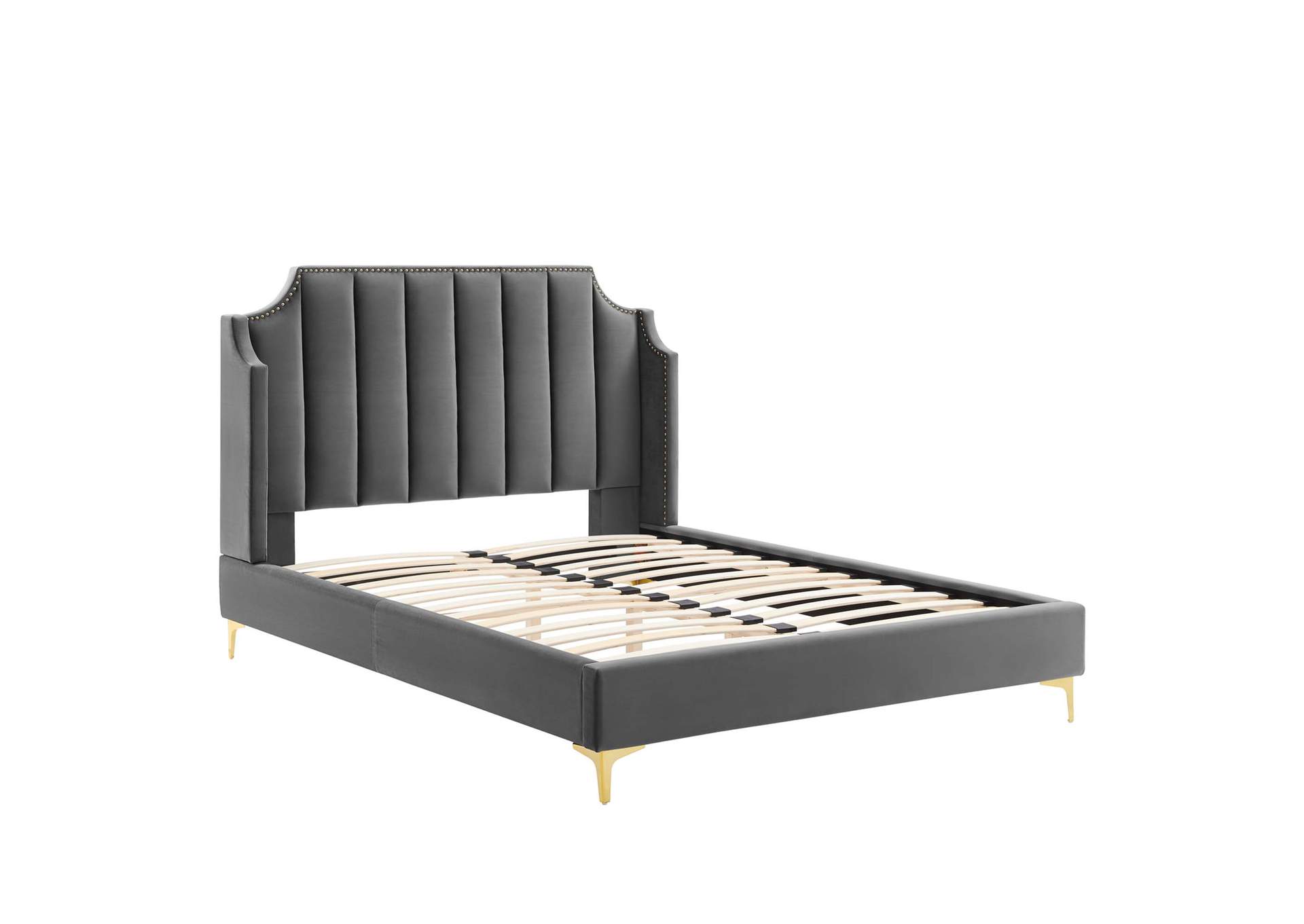 Daniella Performance Velvet Queen Platform Bed,Modway