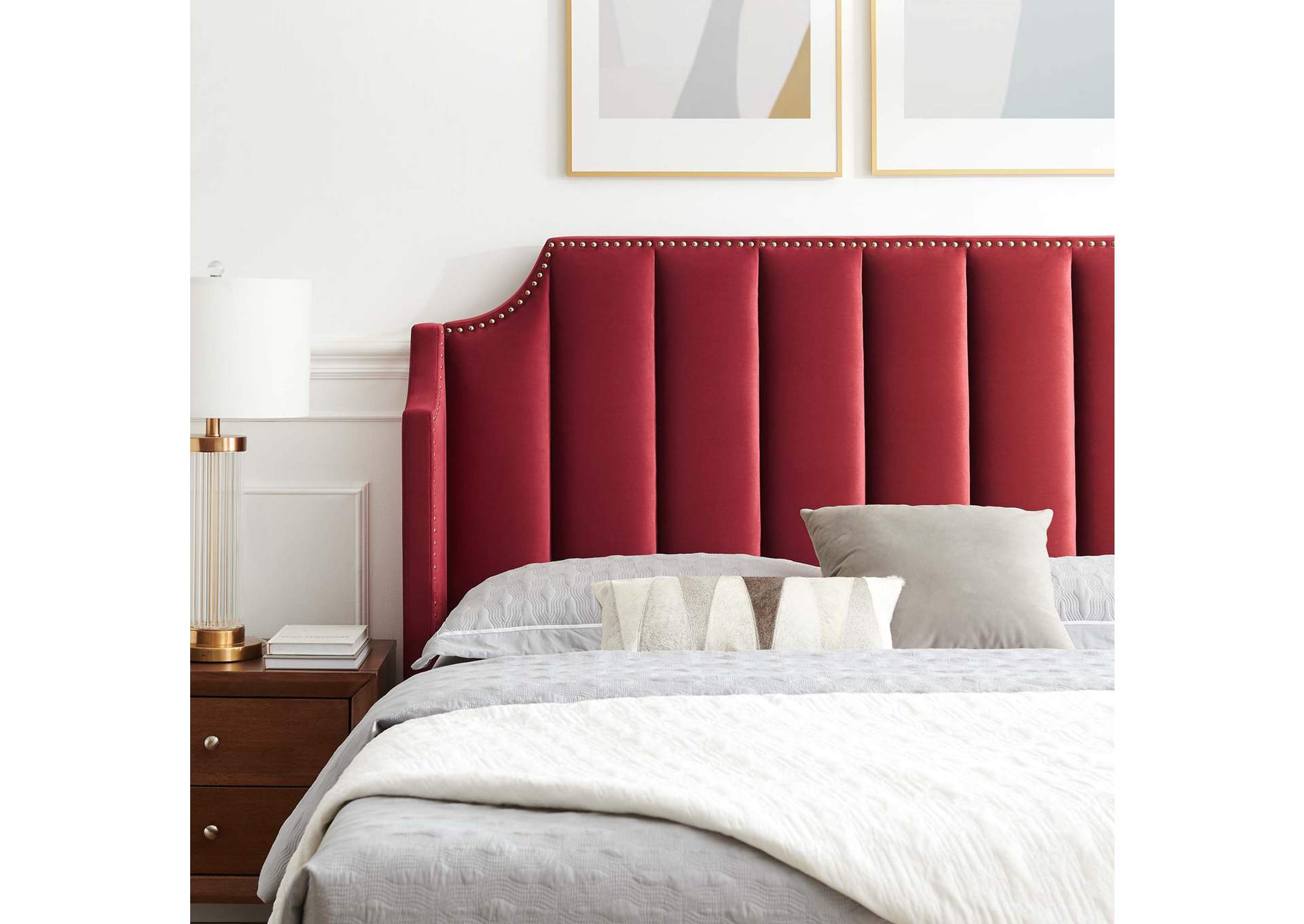 Daniella Performance Velvet Queen Platform Bed,Modway