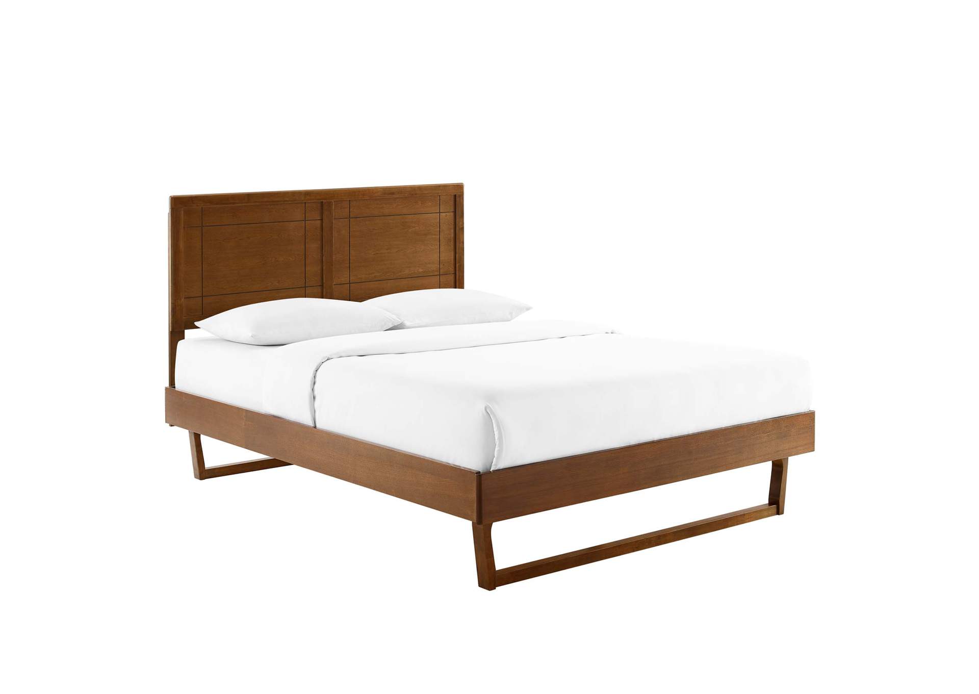 Walnut Marlee Twin Wood Platform Bed With Angular Frame,Modway