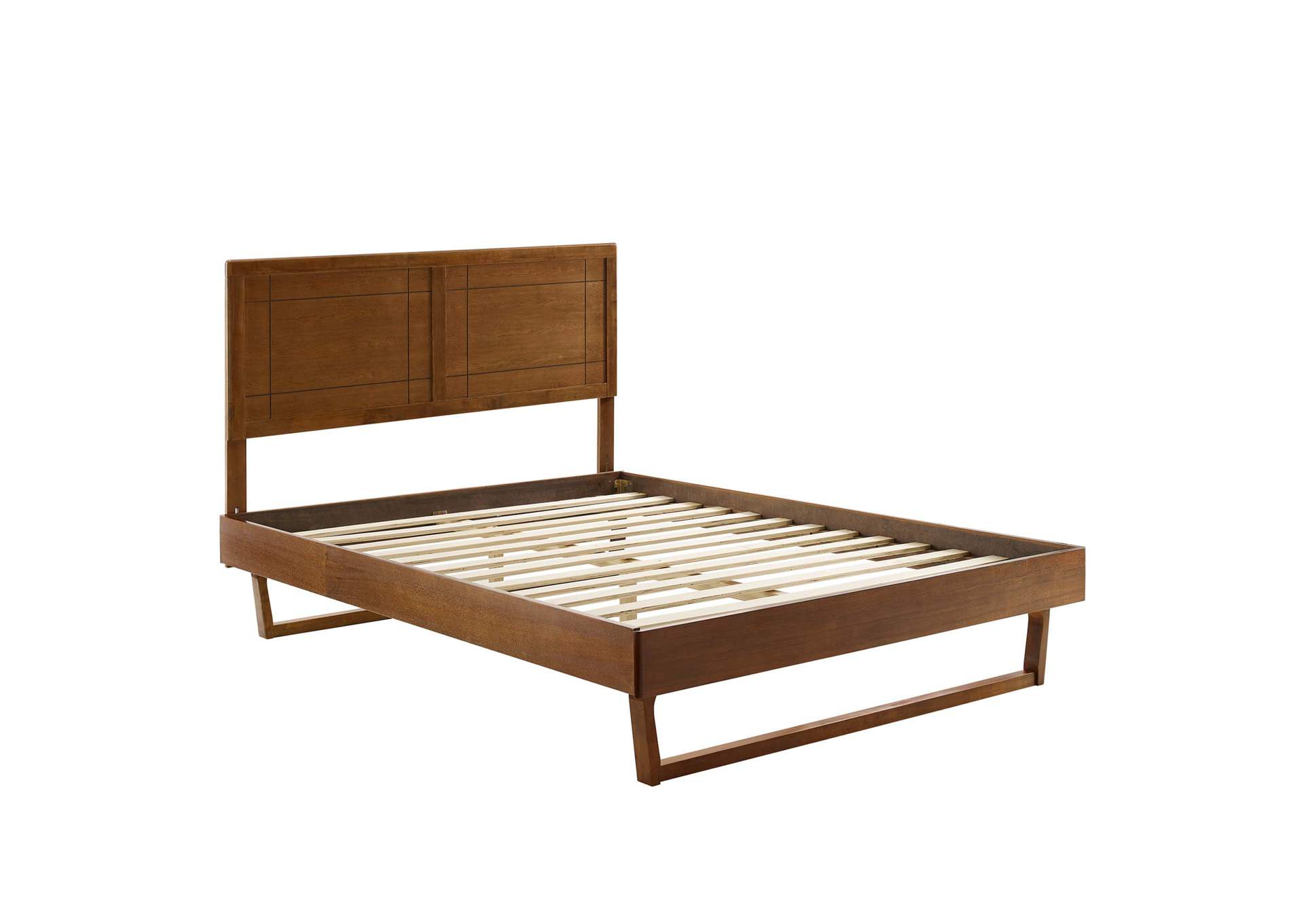 Walnut Marlee Twin Wood Platform Bed With Angular Frame,Modway