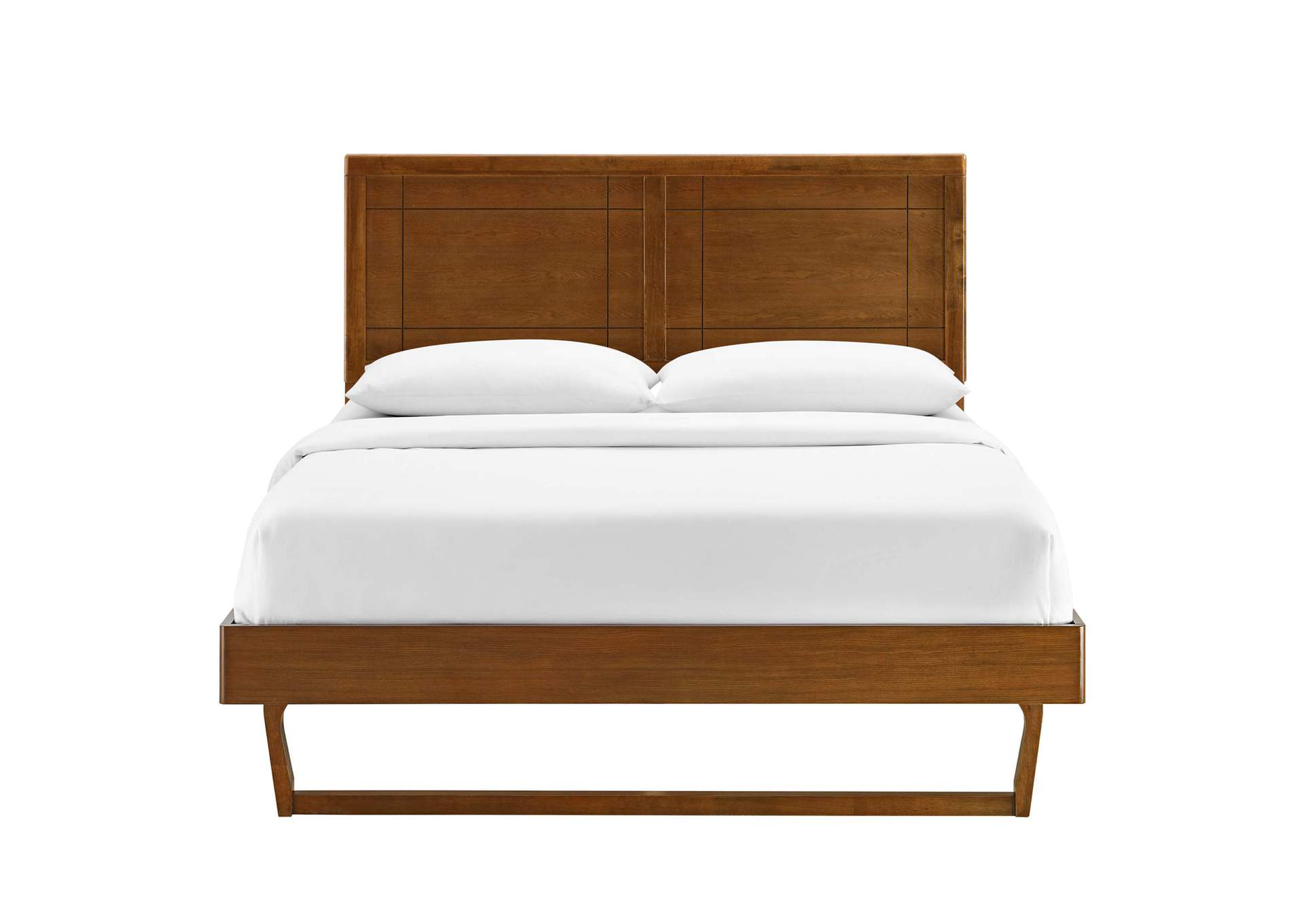 Walnut Marlee Twin Wood Platform Bed With Angular Frame,Modway