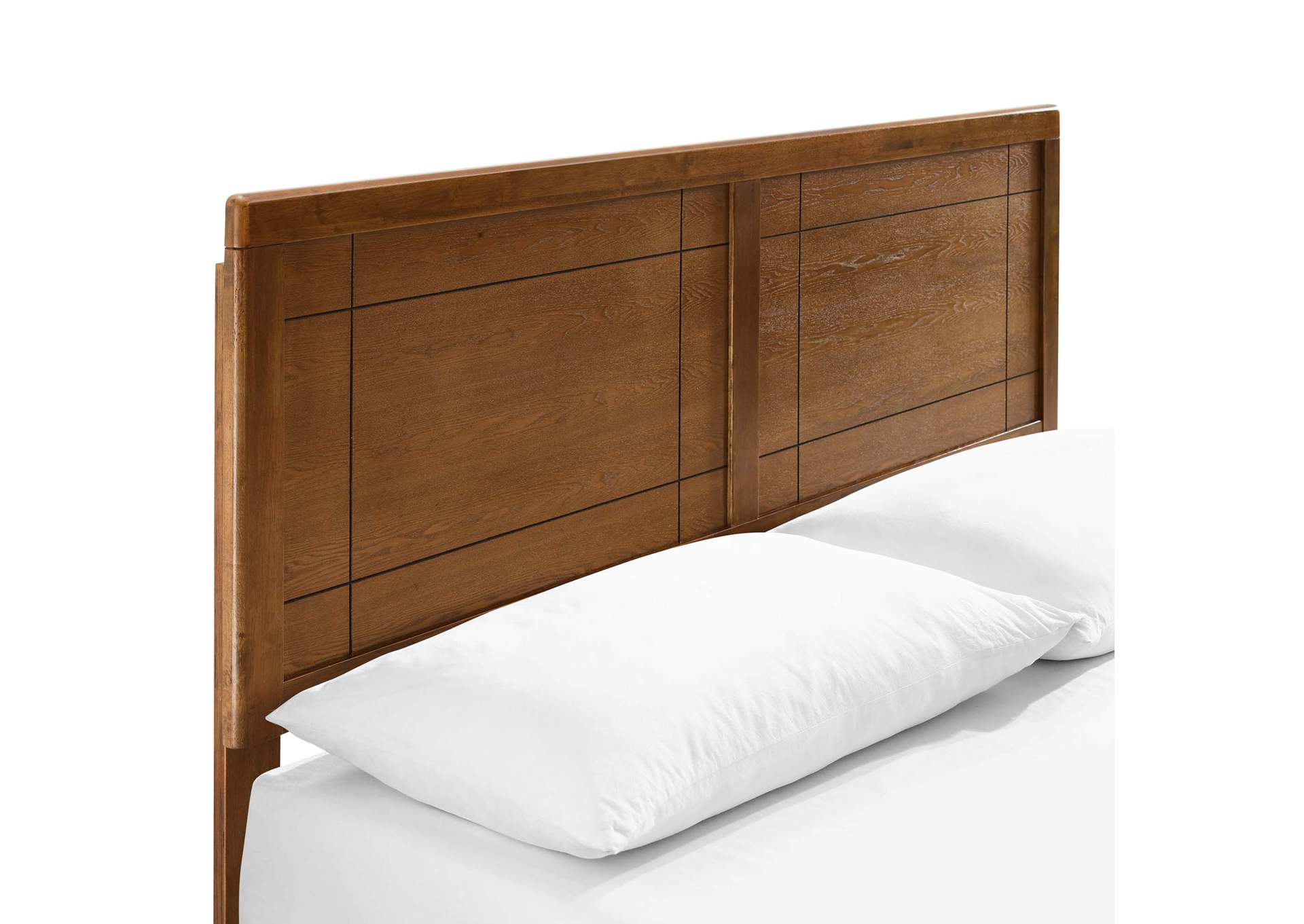 Walnut Marlee Twin Wood Platform Bed With Angular Frame,Modway