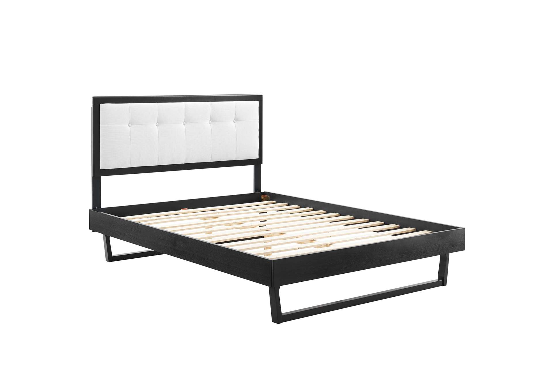 Black White Willow King Wood Platform Bed With Angular Frame,Modway