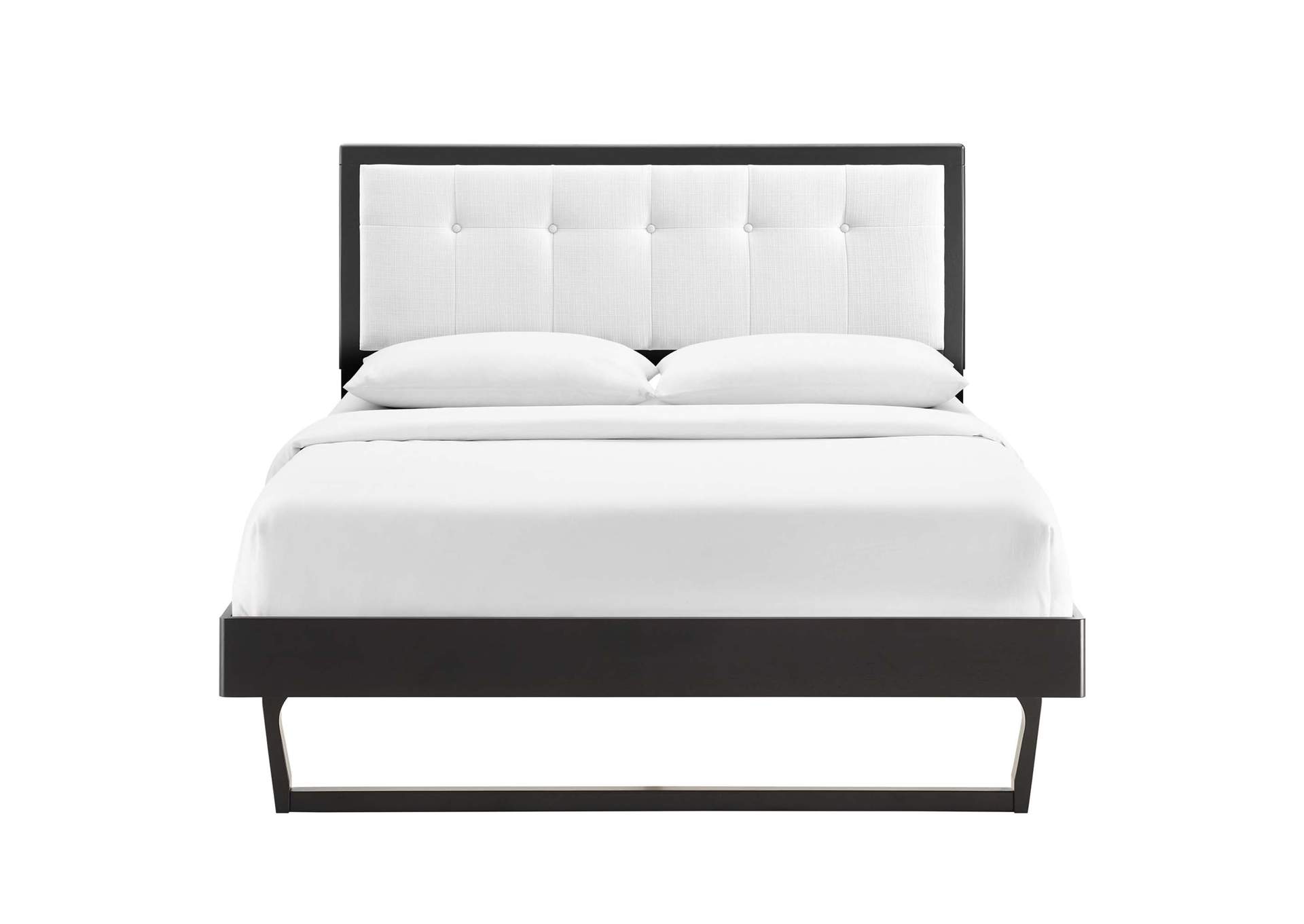 Black White Willow King Wood Platform Bed With Angular Frame,Modway