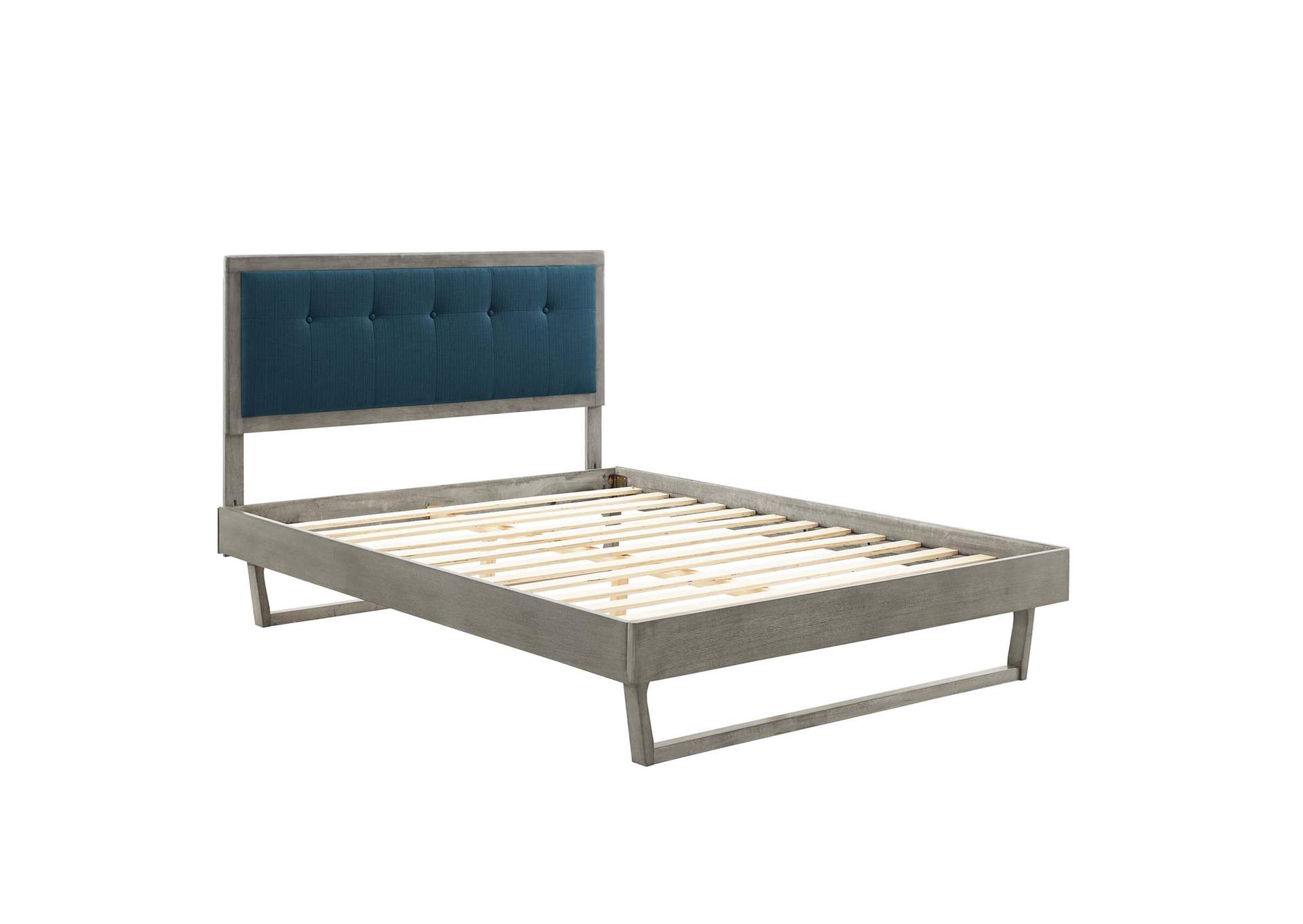 Gray Azure Willow King Wood Platform Bed With Angular Frame,Modway