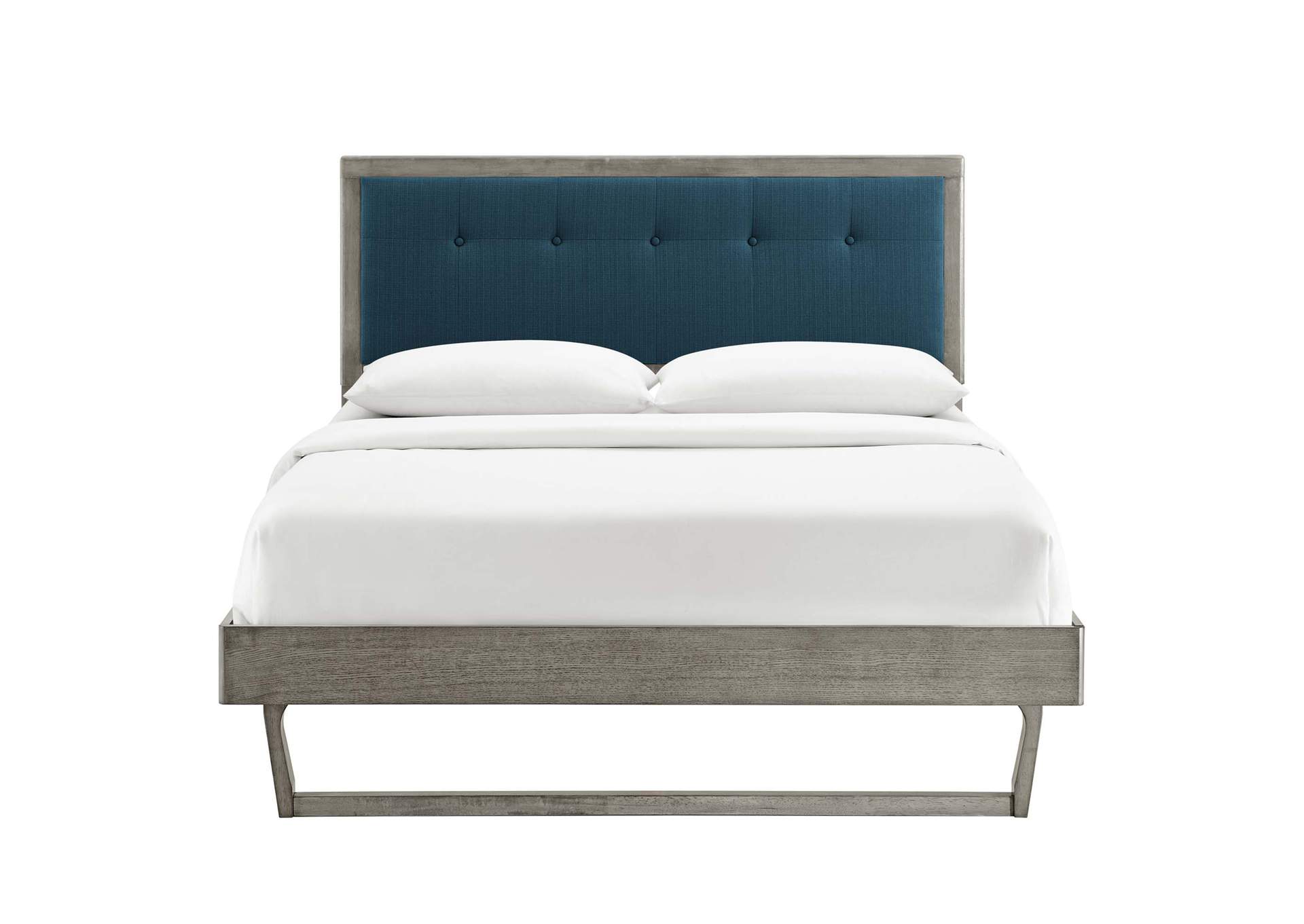 Gray Azure Willow King Wood Platform Bed With Angular Frame,Modway