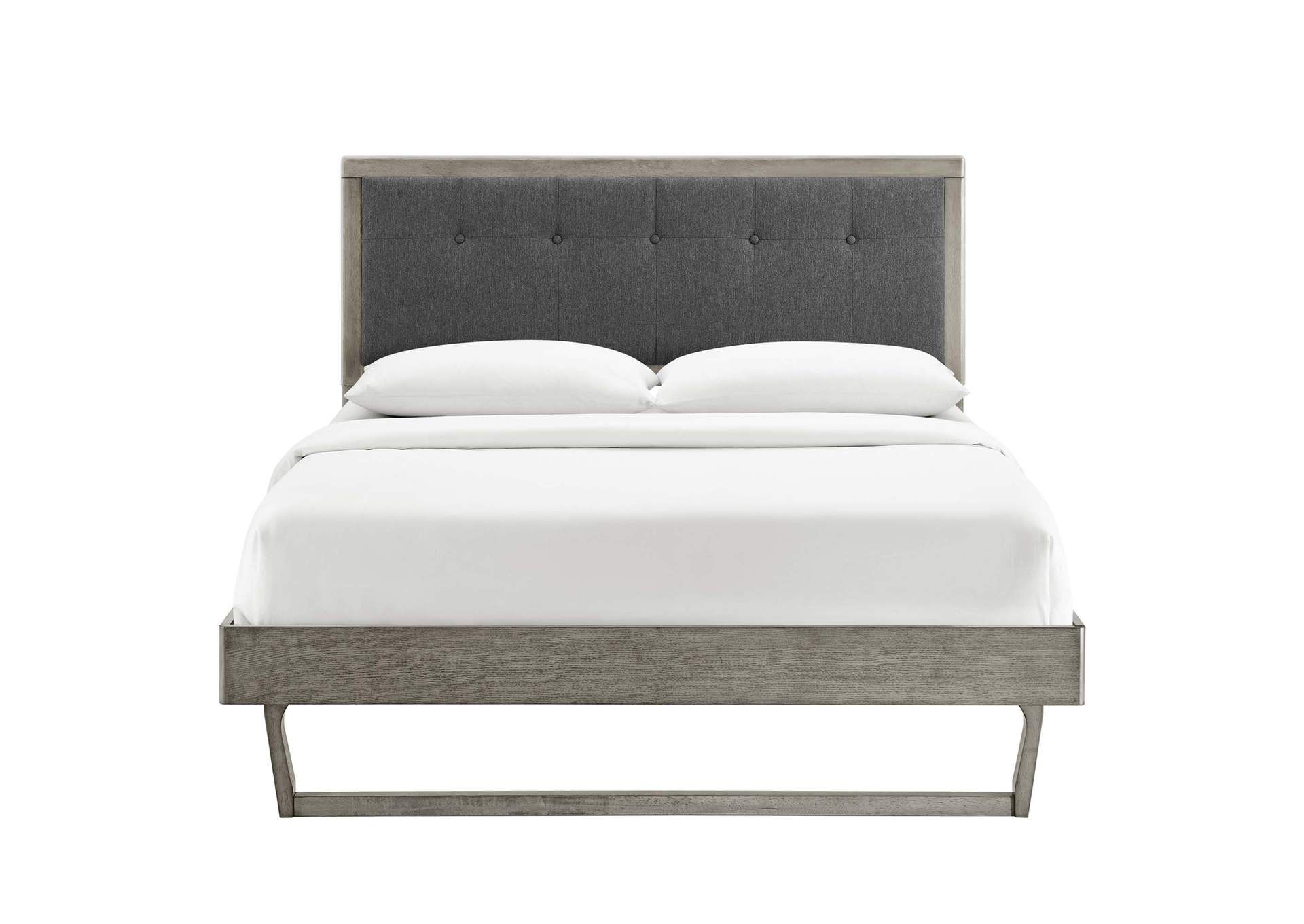 Gray Charcoal Willow King Wood Platform Bed With Angular Frame,Modway