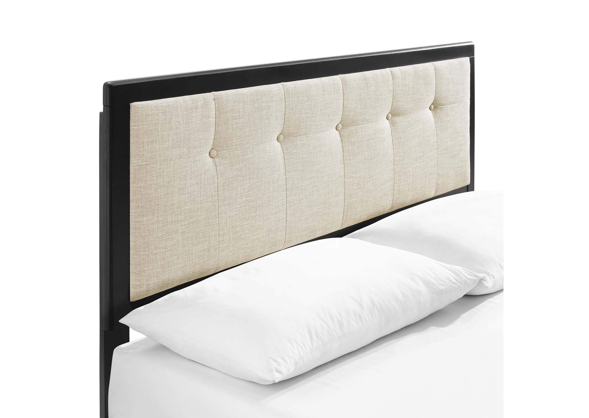 Black Beige Willow King Wood Platform Bed With Splayed Legs,Modway