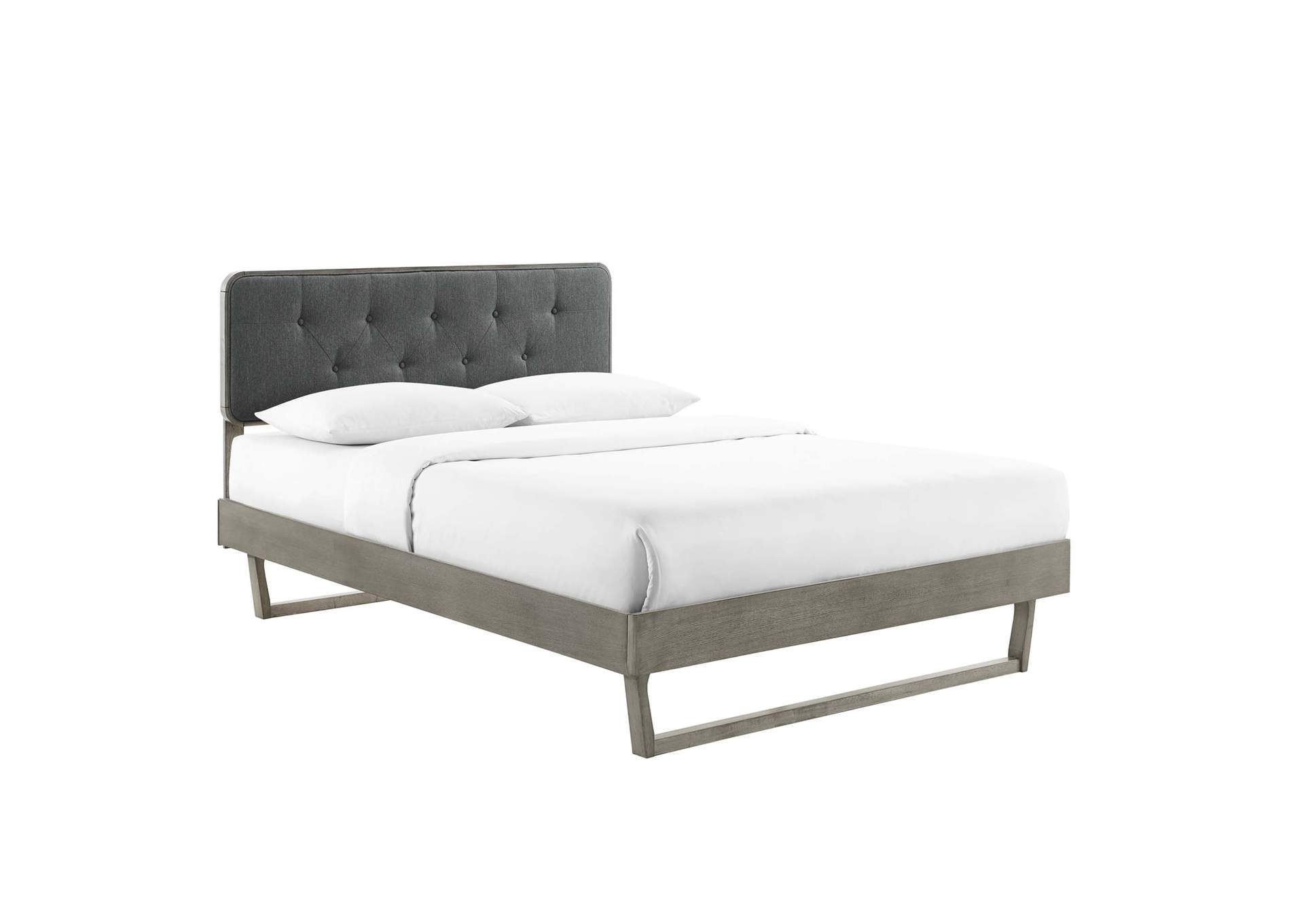 Gray Charcoal Bridgette King Wood Platform Bed With Angular Frame,Modway