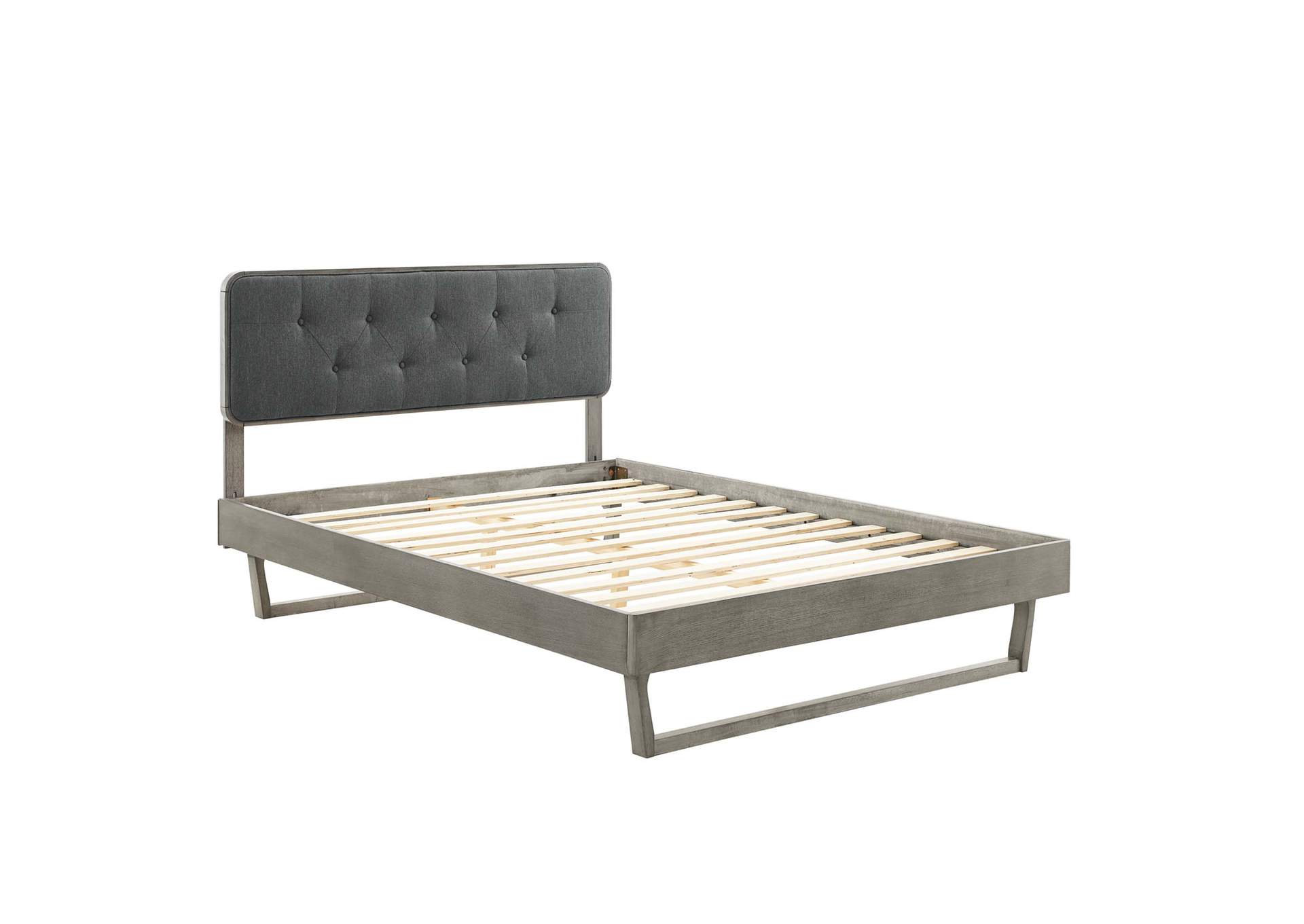 Gray Charcoal Bridgette King Wood Platform Bed With Angular Frame,Modway