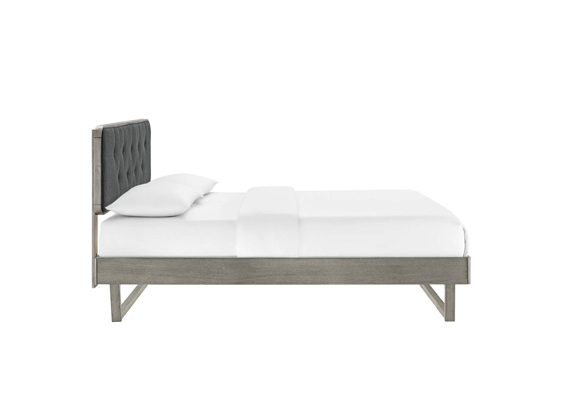 Gray Charcoal Bridgette King Wood Platform Bed With Angular Frame,Modway