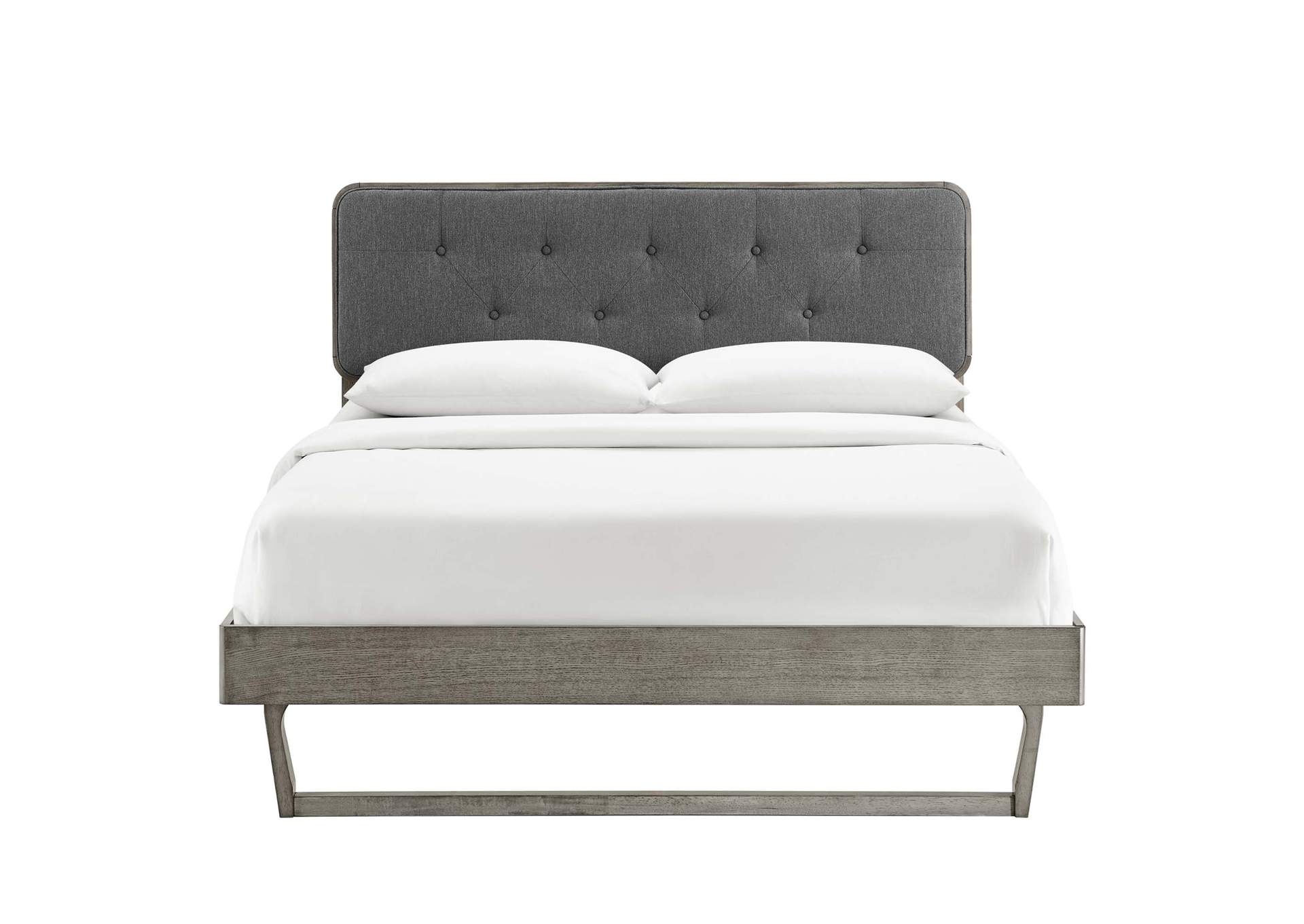 Gray Charcoal Bridgette King Wood Platform Bed With Angular Frame,Modway