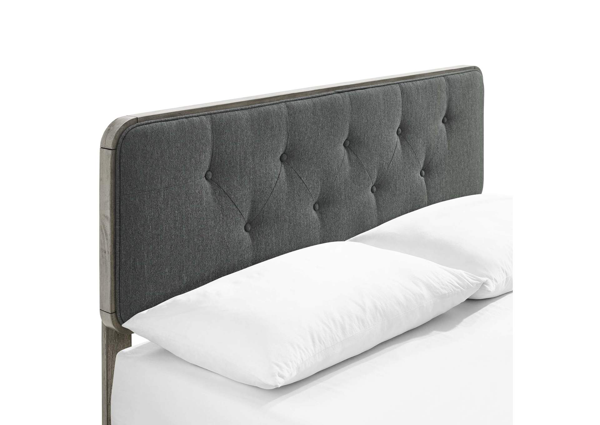 Gray Charcoal Bridgette King Wood Platform Bed With Angular Frame,Modway