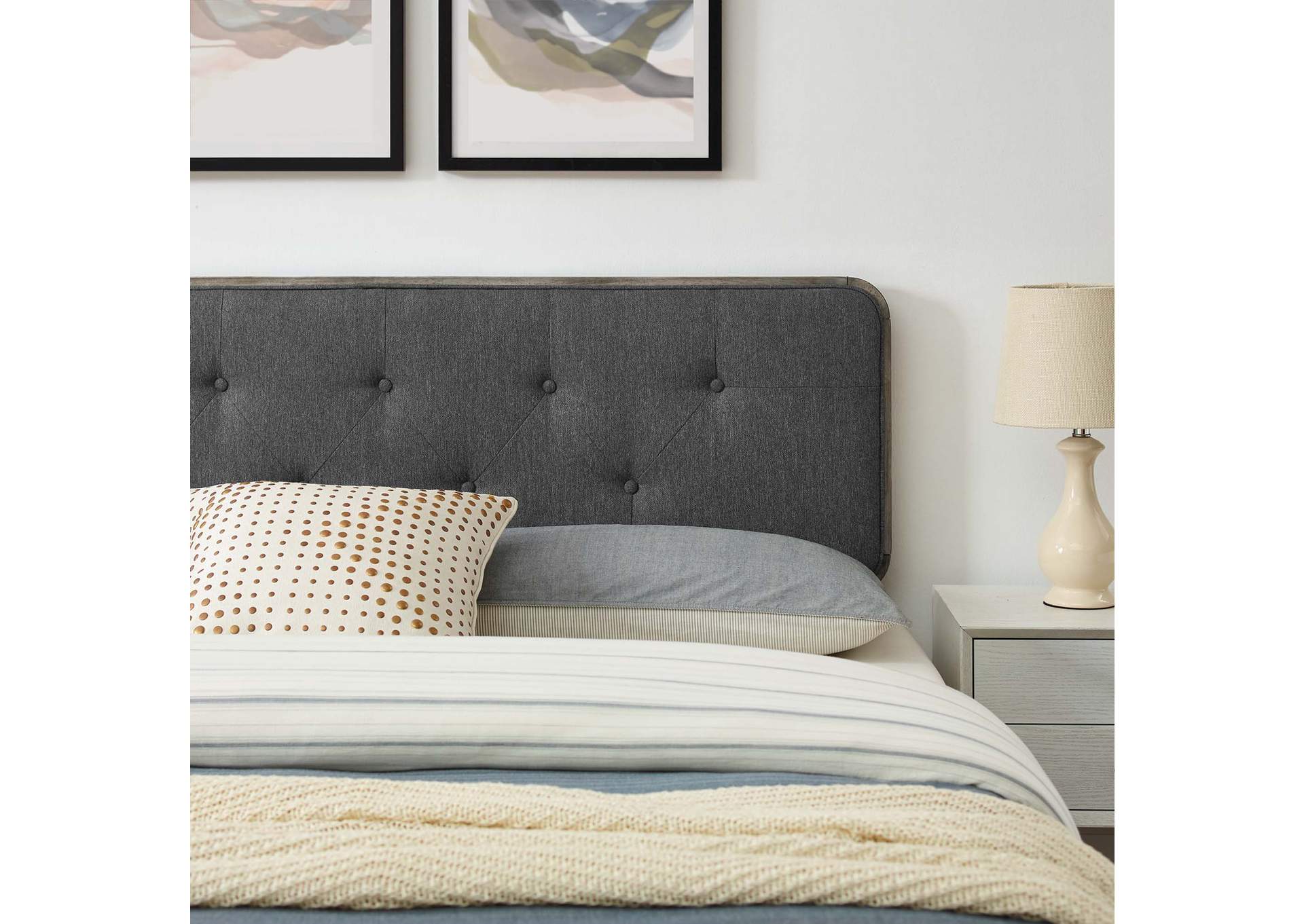 Gray Charcoal Bridgette King Wood Platform Bed With Splayed Legs,Modway