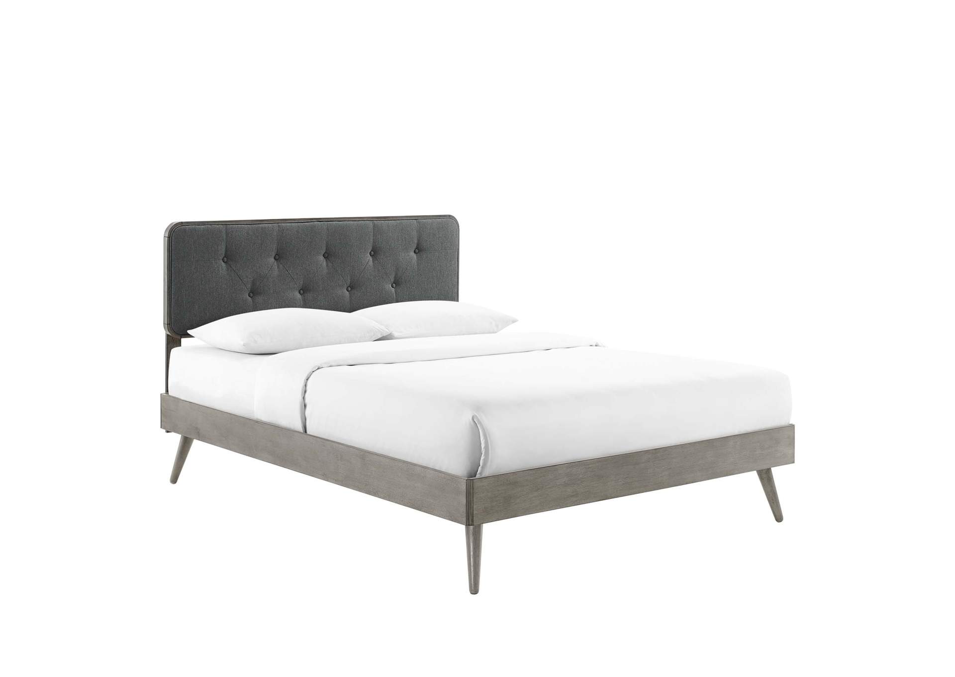 Gray Charcoal Bridgette King Wood Platform Bed With Splayed Legs,Modway