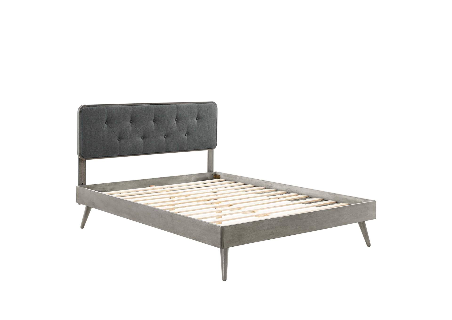Gray Charcoal Bridgette King Wood Platform Bed With Splayed Legs,Modway