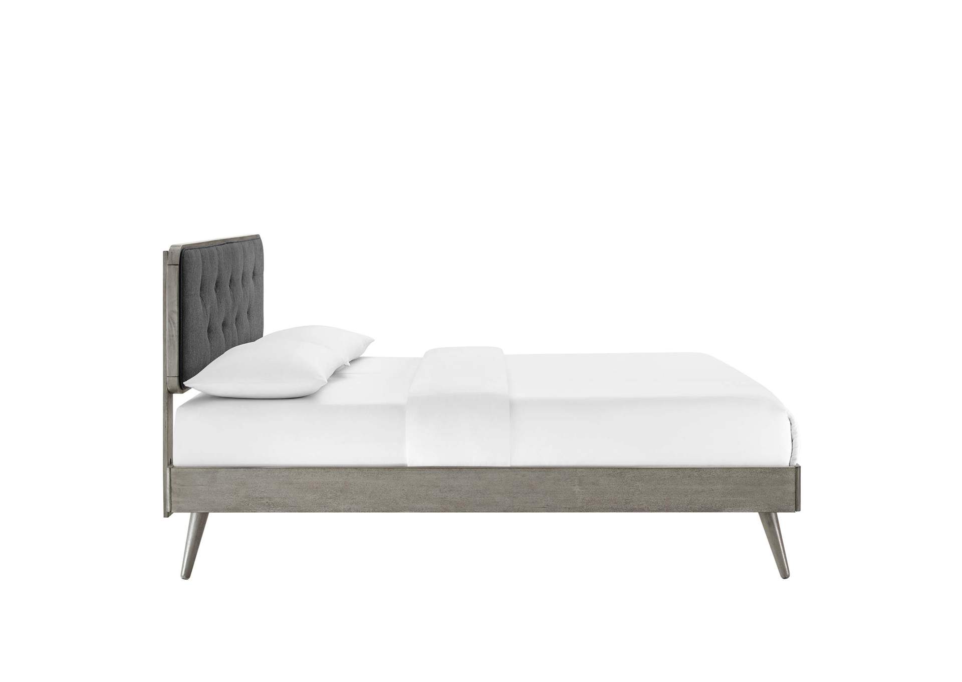 Gray Charcoal Bridgette King Wood Platform Bed With Splayed Legs,Modway