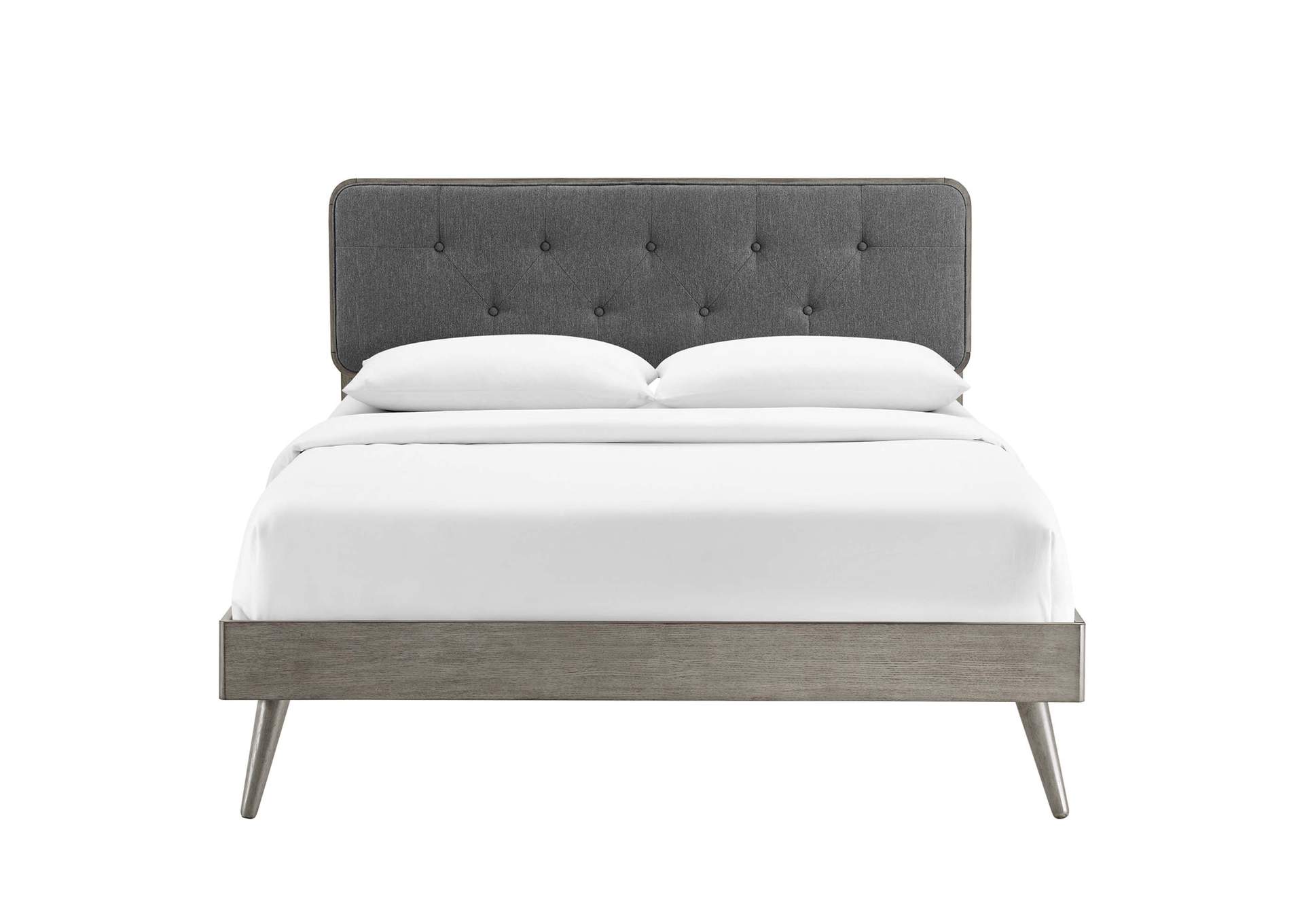 Gray Charcoal Bridgette King Wood Platform Bed With Splayed Legs,Modway