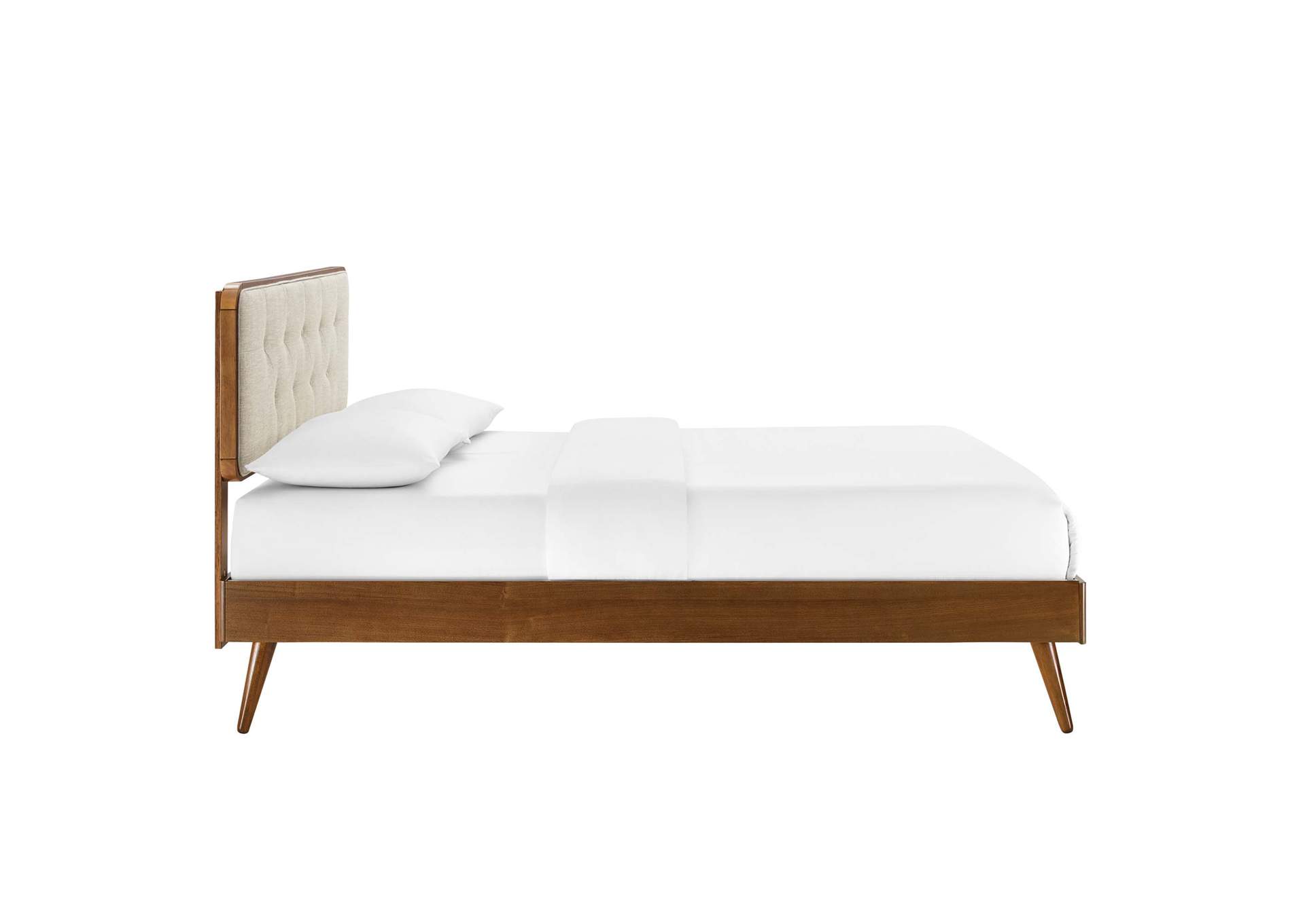 Walnut Beige Bridgette King Wood Platform Bed With Splayed Legs,Modway