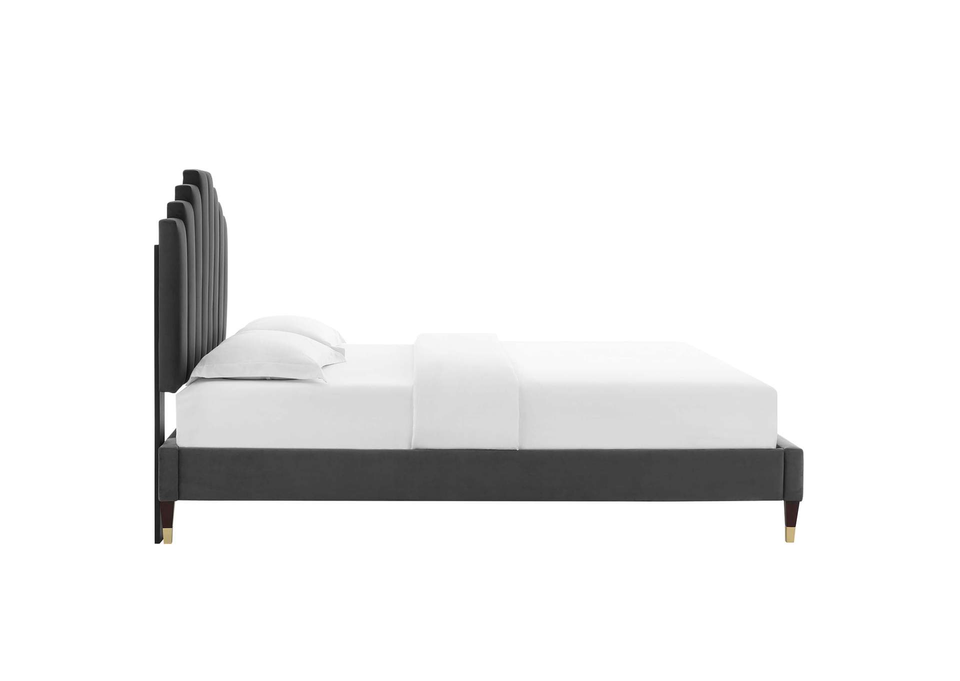 Charcoal Elise Queen Performance Velvet Platform Bed,Modway