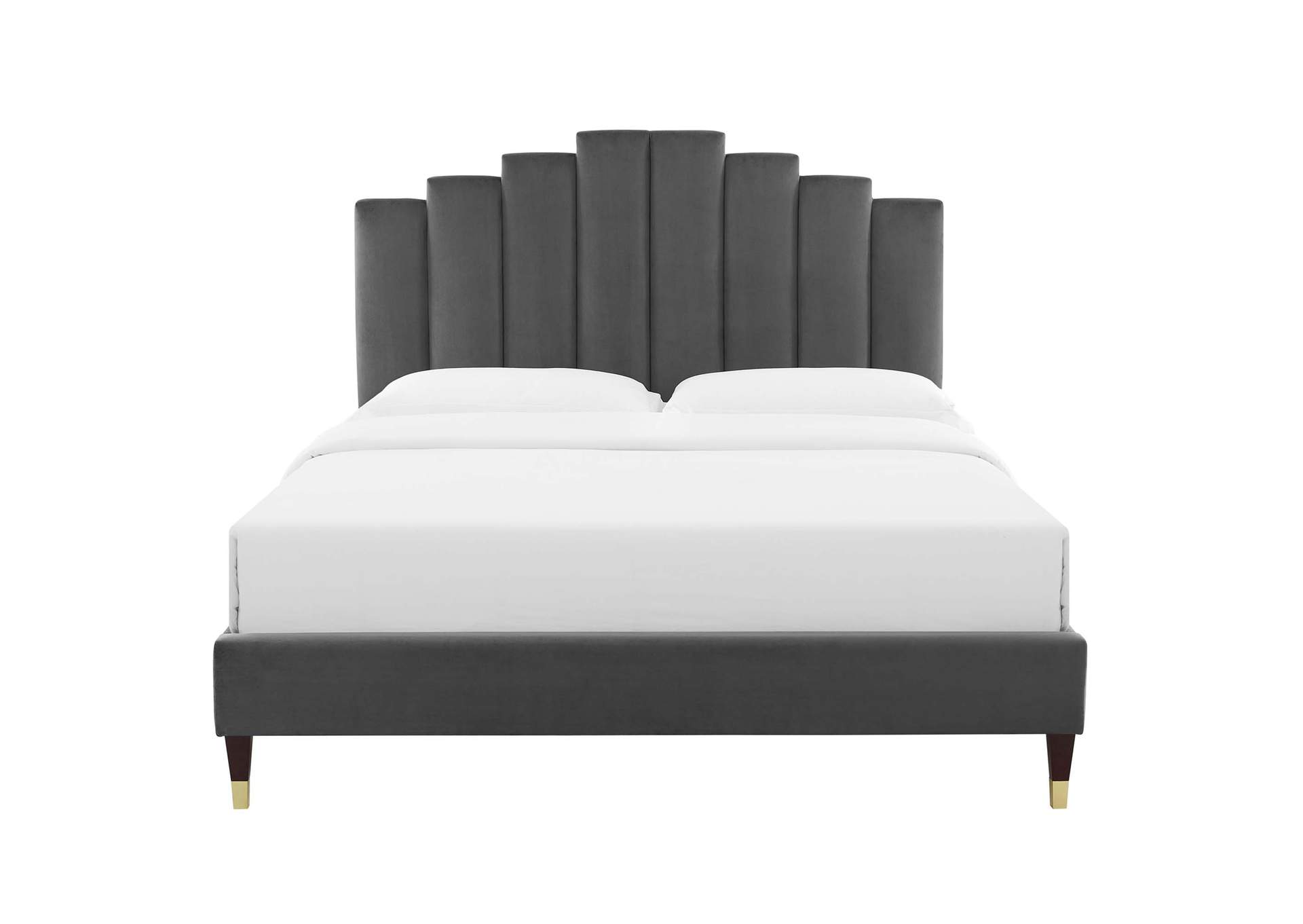 Charcoal Elise Queen Performance Velvet Platform Bed,Modway