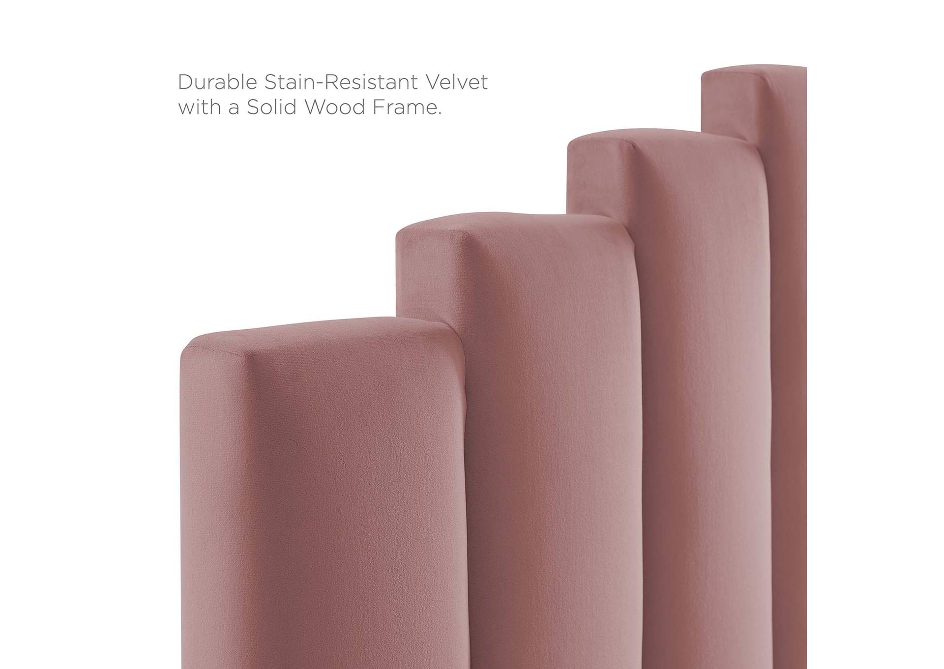 Dusty Rose Elise Queen Performance Velvet Platform Bed,Modway