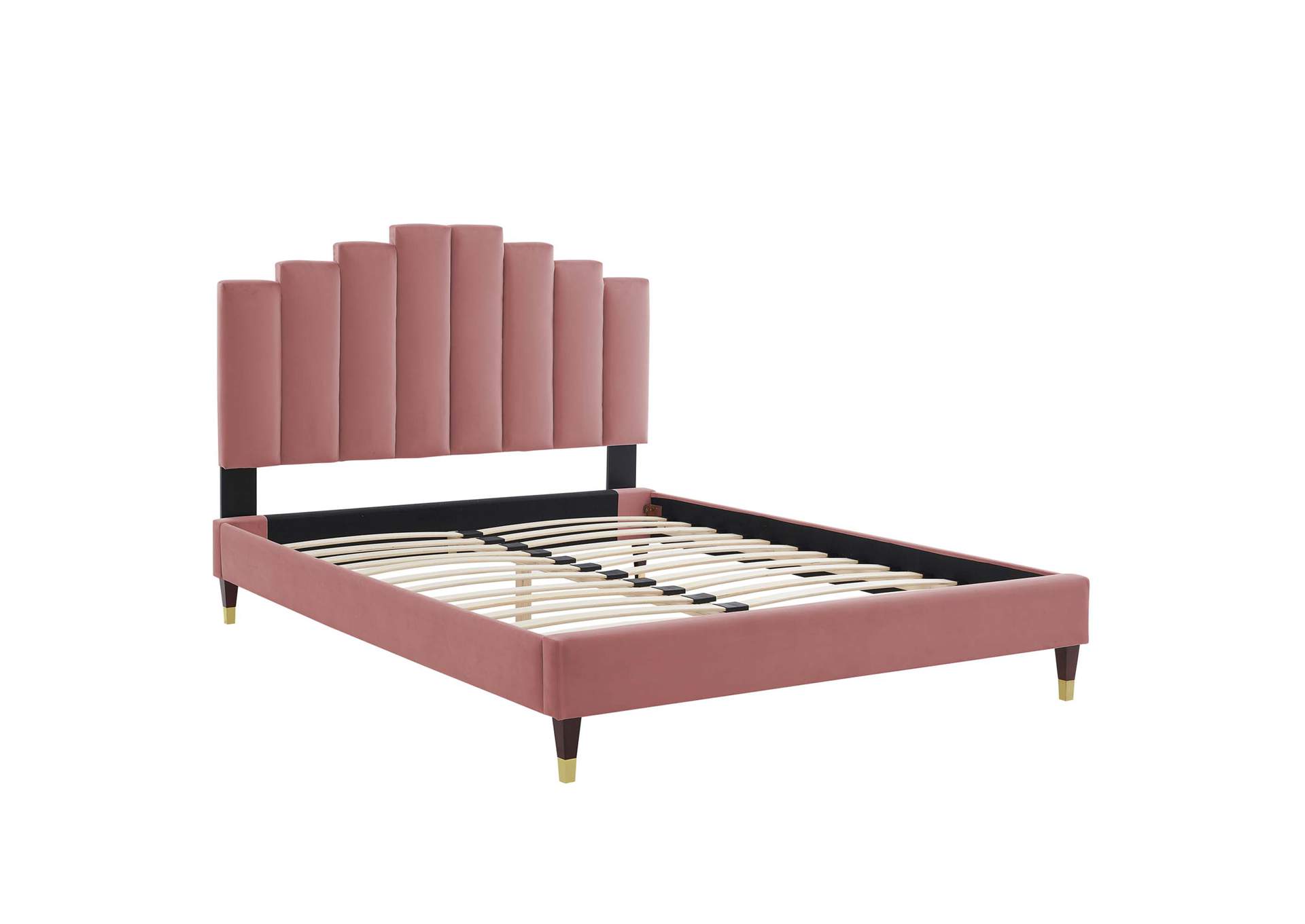 Dusty Rose Elise Queen Performance Velvet Platform Bed,Modway