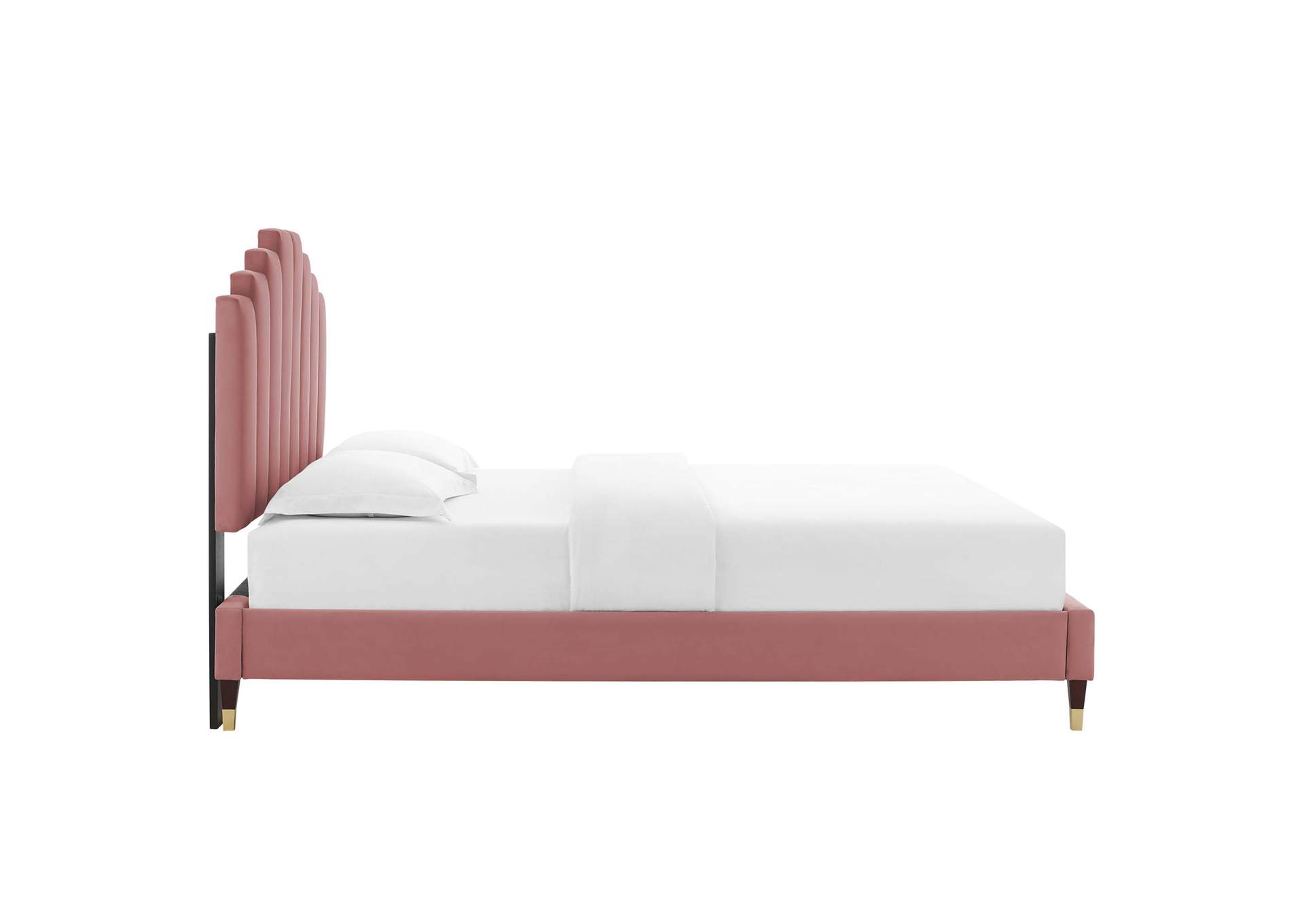 Dusty Rose Elise Queen Performance Velvet Platform Bed,Modway