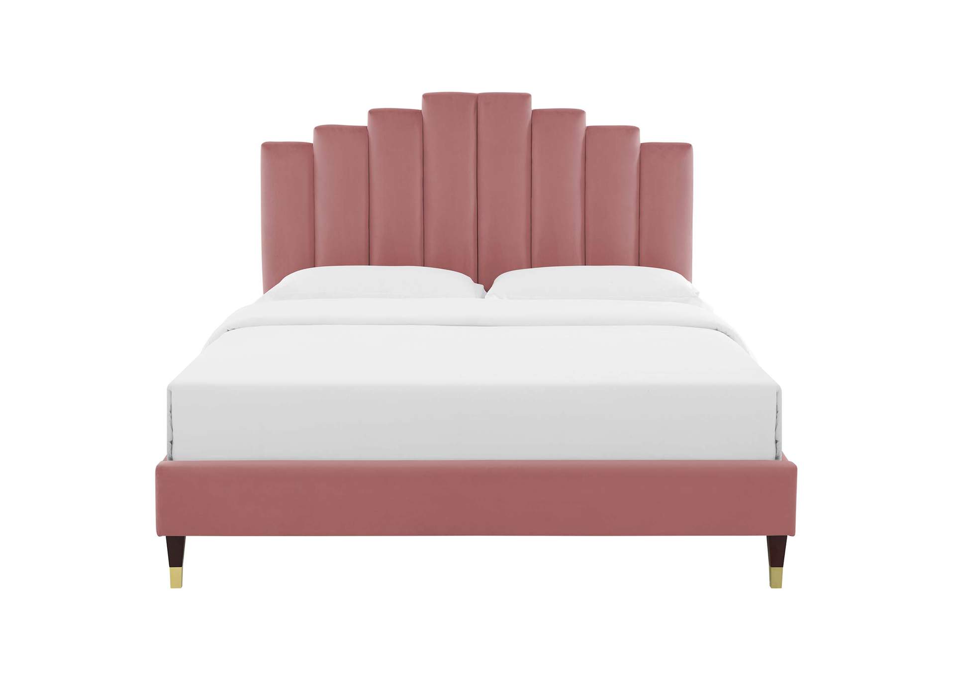 Dusty Rose Elise Queen Performance Velvet Platform Bed,Modway