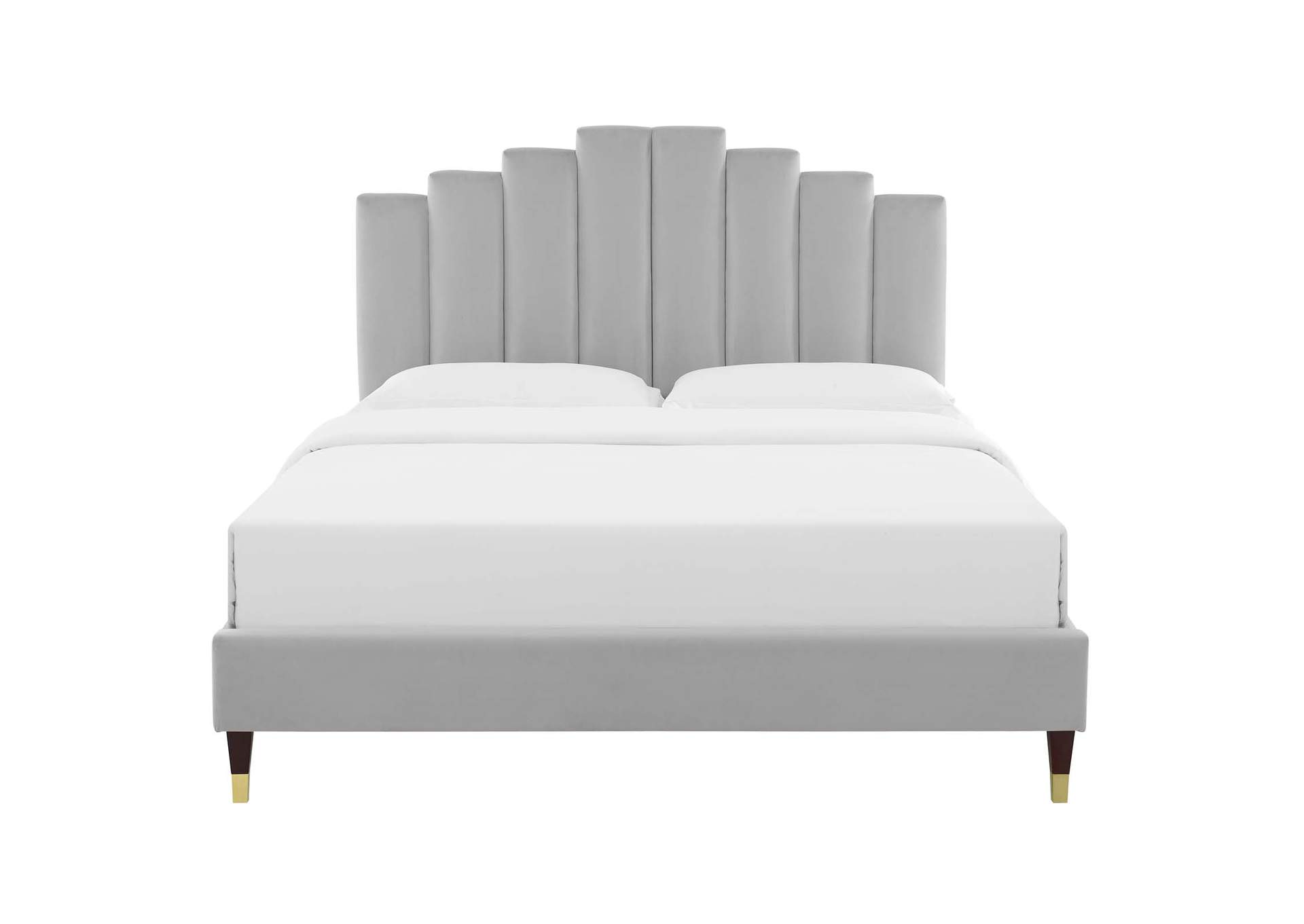 Light Gray Elise Queen Performance Velvet Platform Bed,Modway