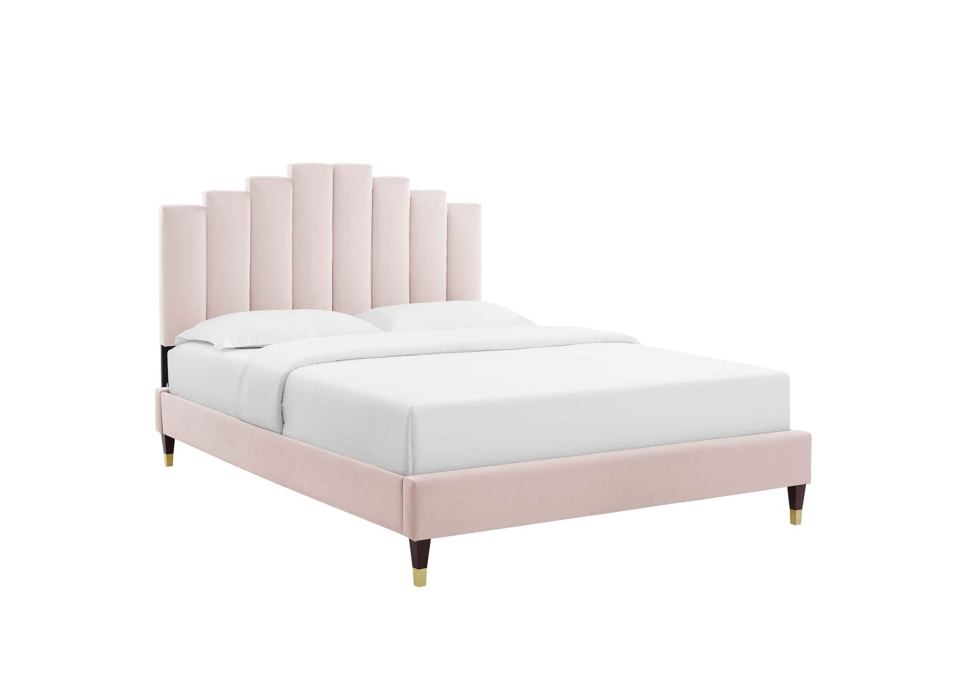 Pink Elise Queen Performance Velvet Platform Bed,Modway