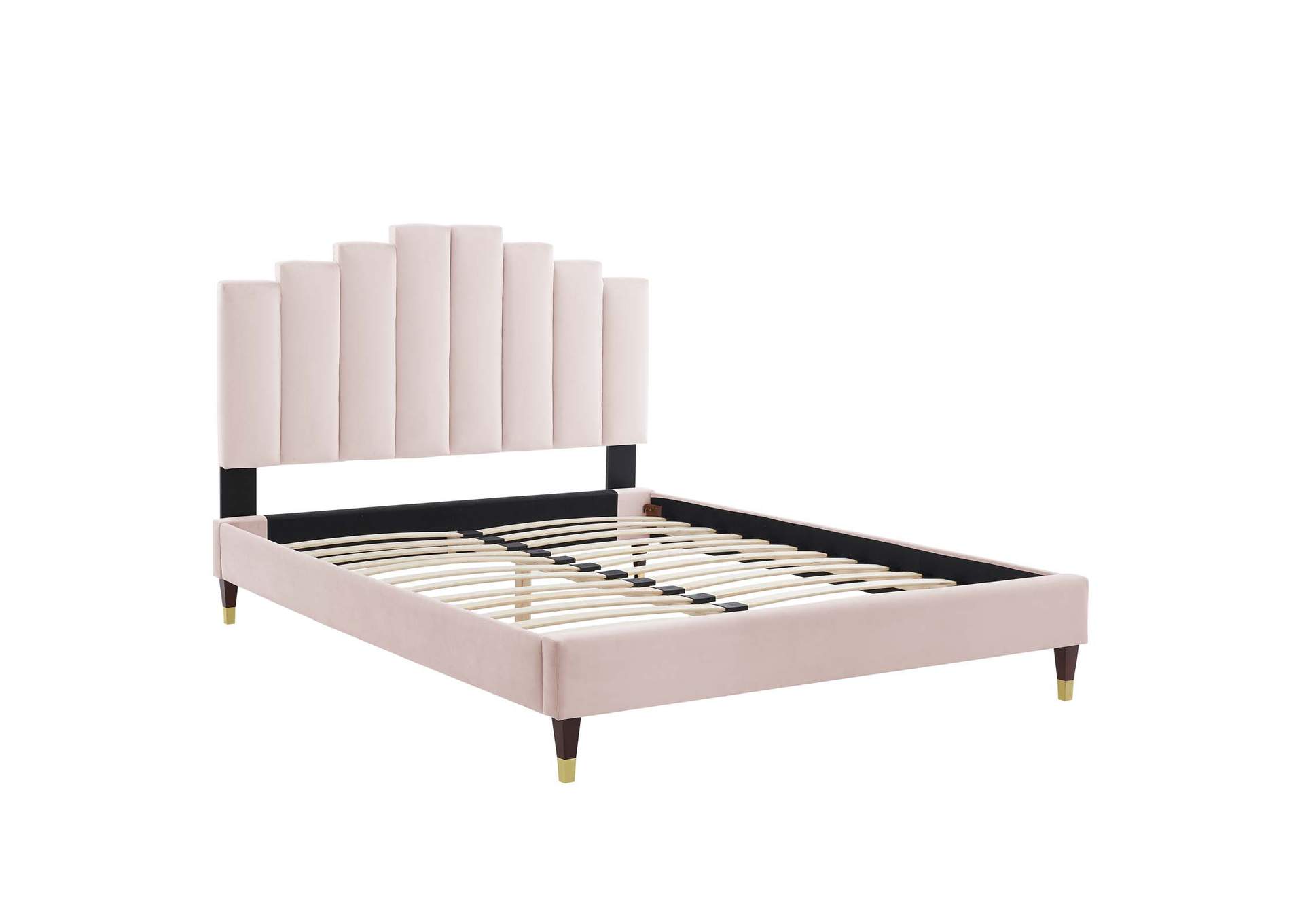 Pink Elise Queen Performance Velvet Platform Bed,Modway
