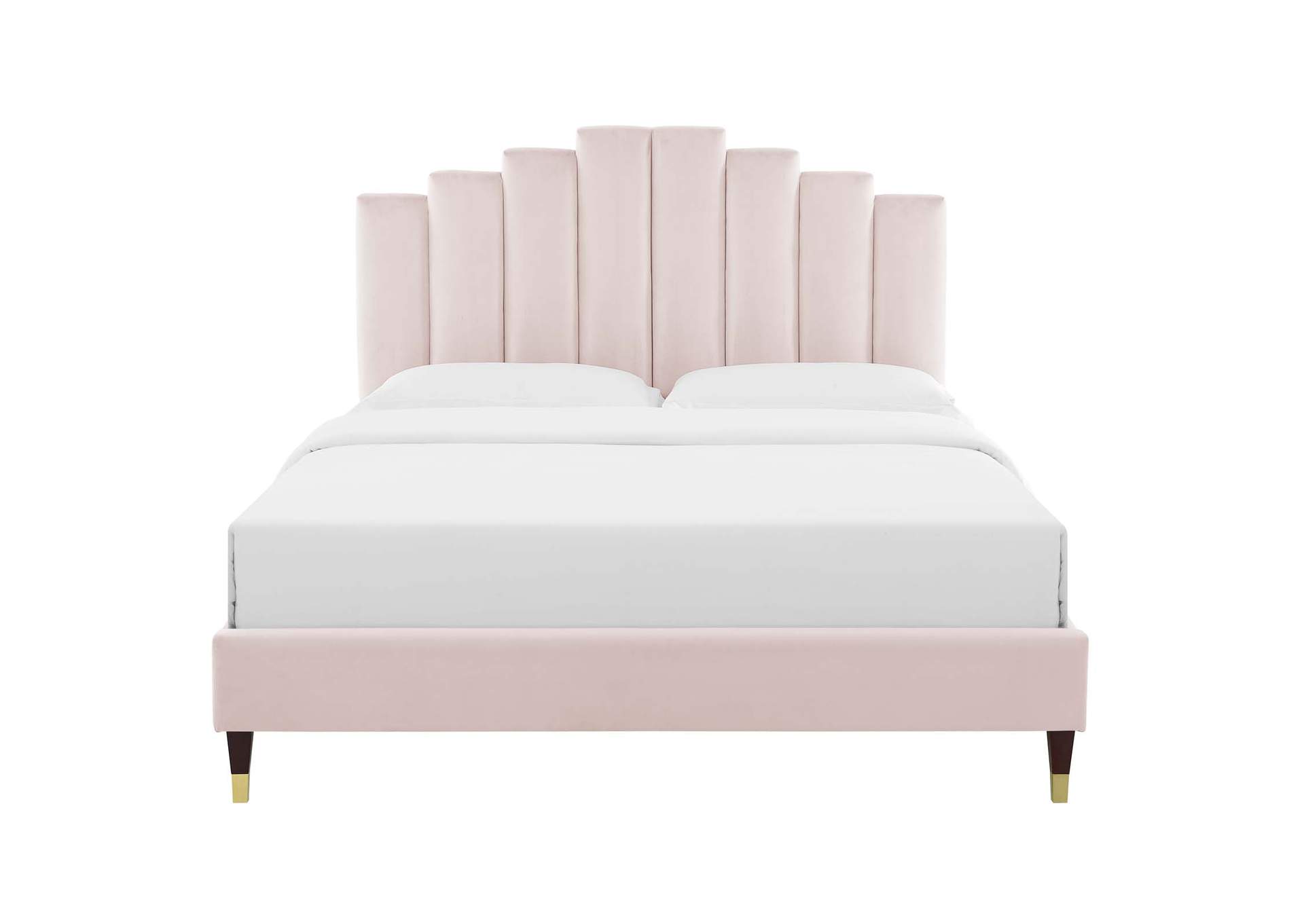 Pink Elise Queen Performance Velvet Platform Bed,Modway