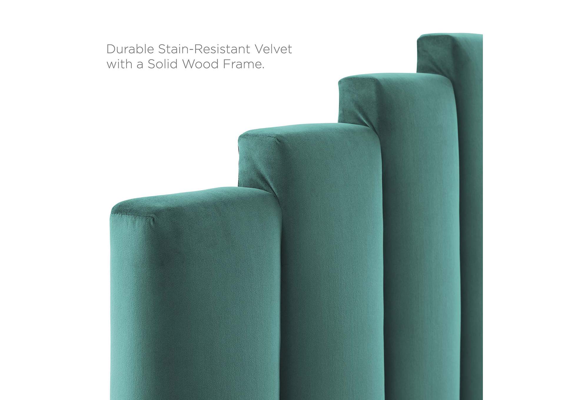 Teal Elise Queen Performance Velvet Platform Bed,Modway