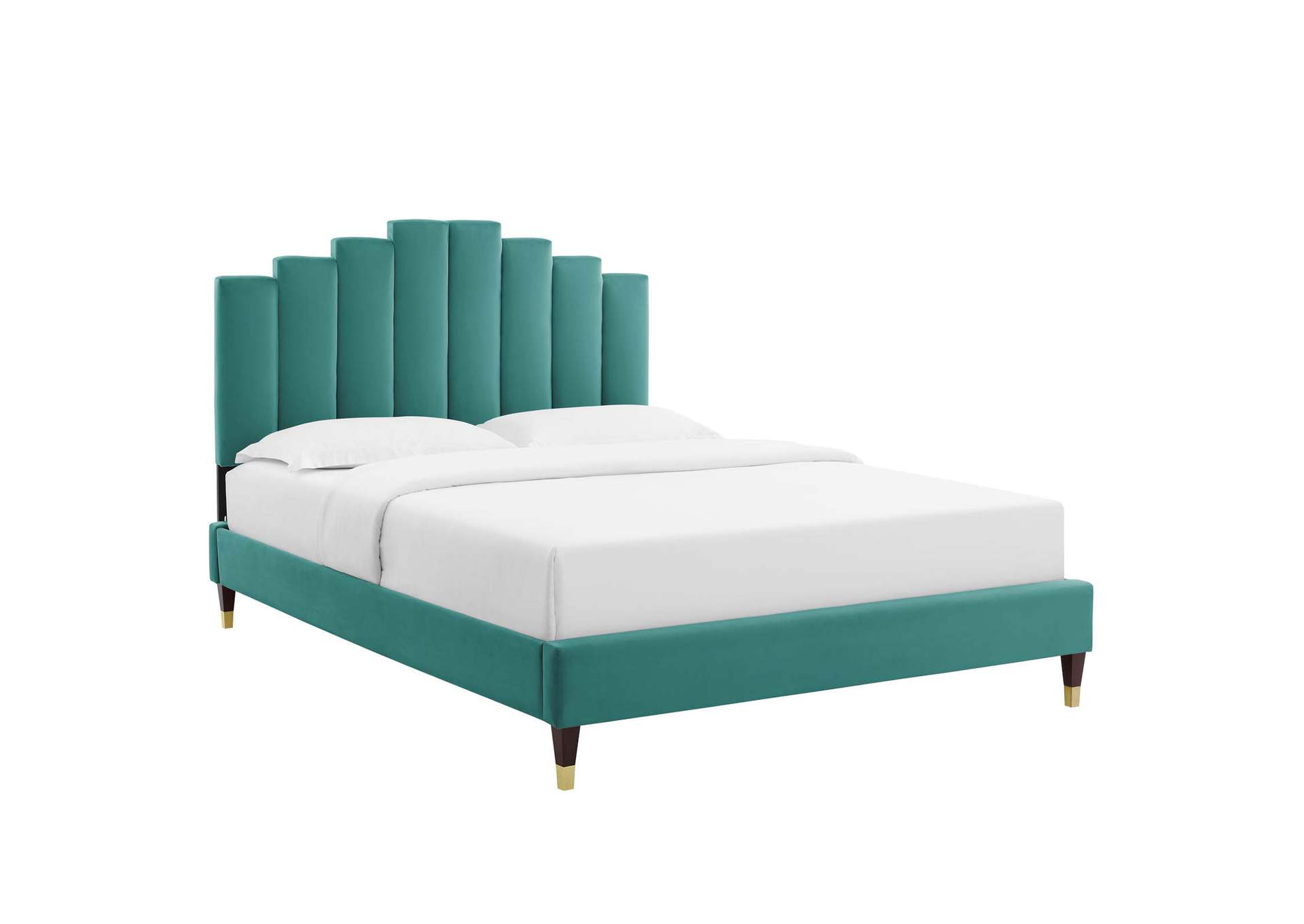 Teal Elise Queen Performance Velvet Platform Bed,Modway