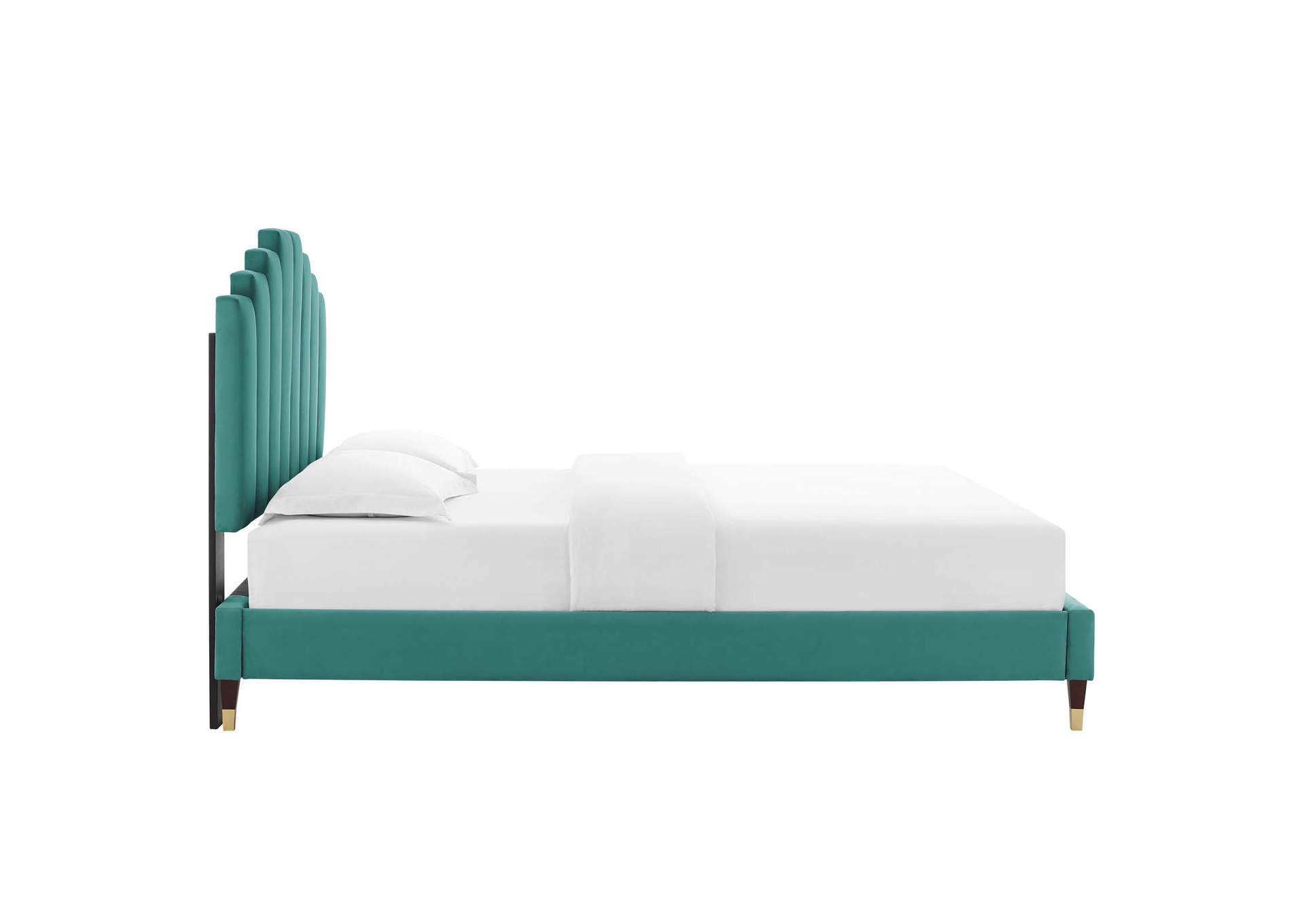 Teal Elise Queen Performance Velvet Platform Bed,Modway