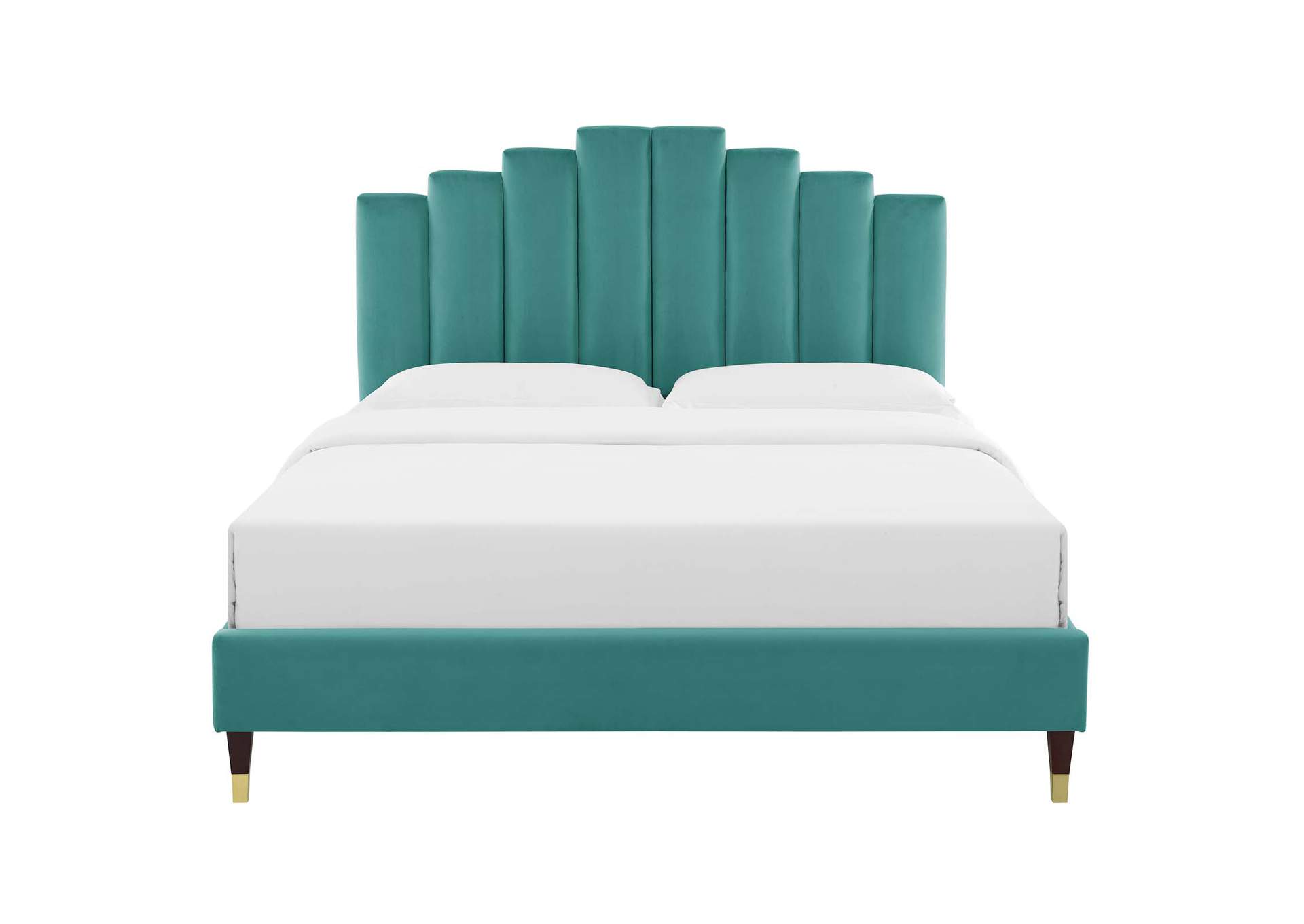 Teal Elise Queen Performance Velvet Platform Bed,Modway