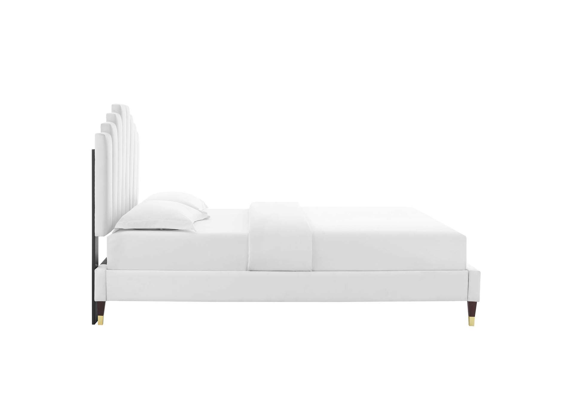 White Elise Queen Performance Velvet Platform Bed,Modway