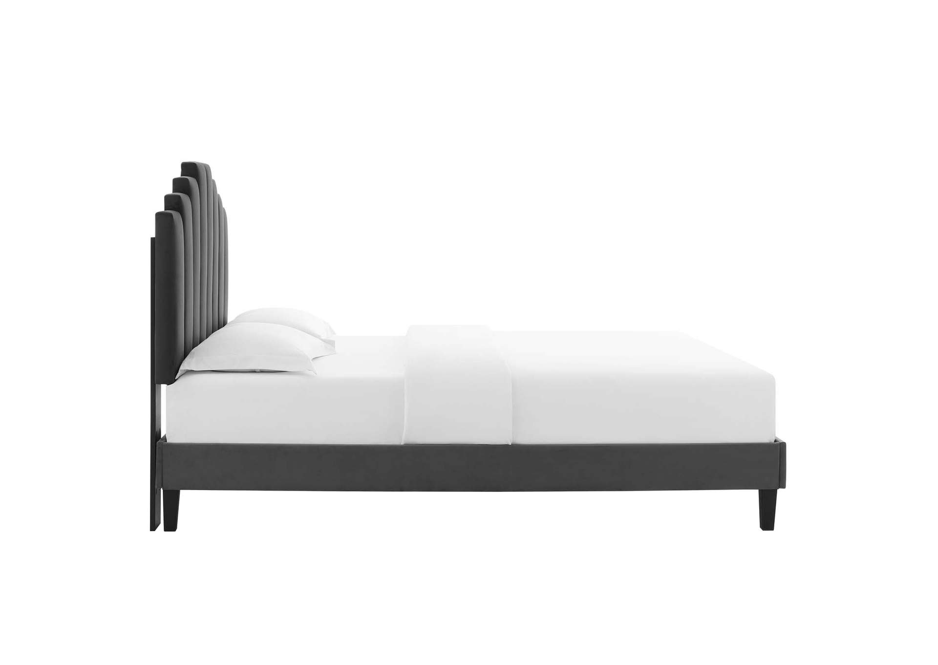 Charcoal Elise Queen Performance Velvet Platform Bed,Modway