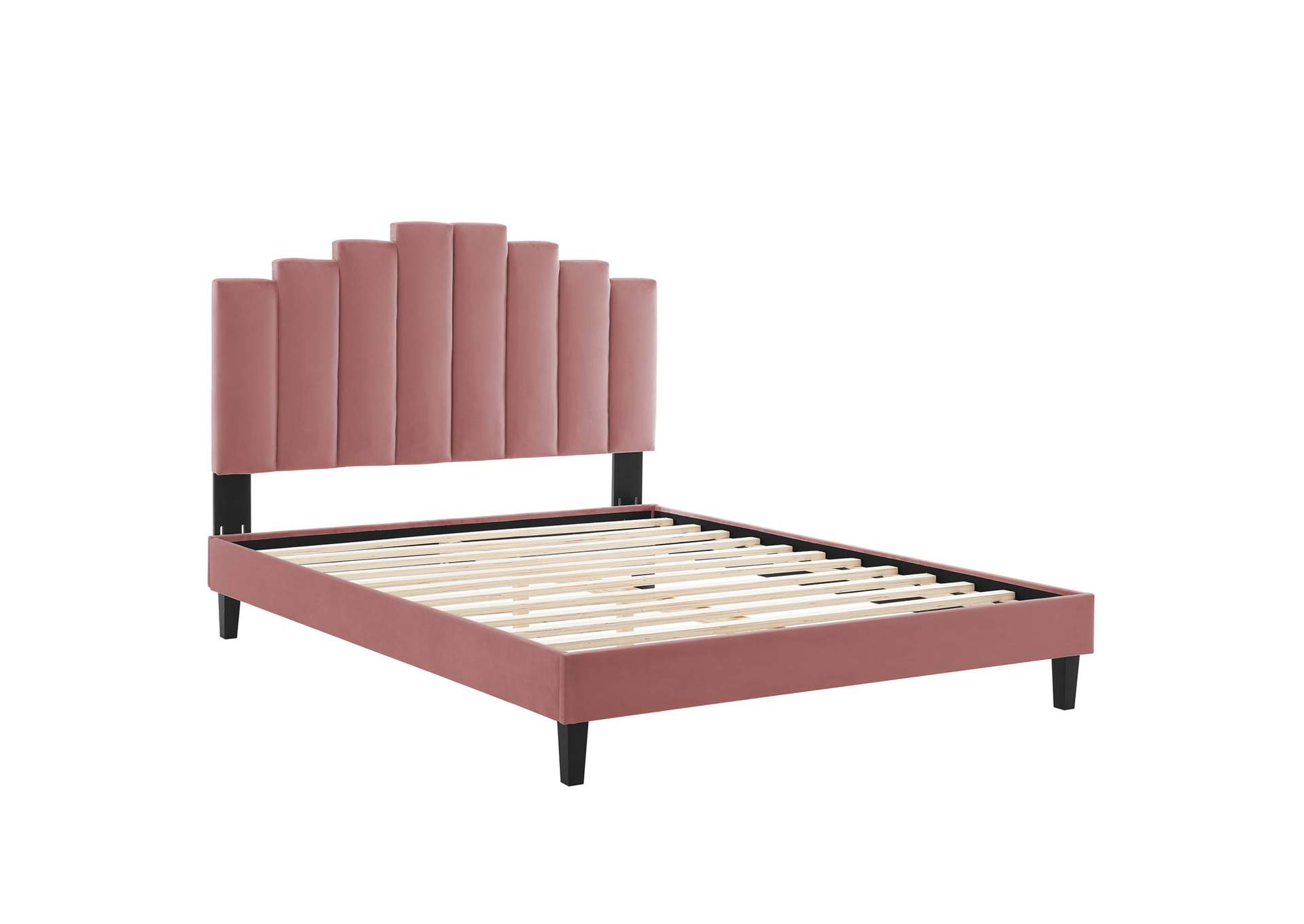 Dusty Rose Elise Queen Performance Velvet Platform Bed,Modway