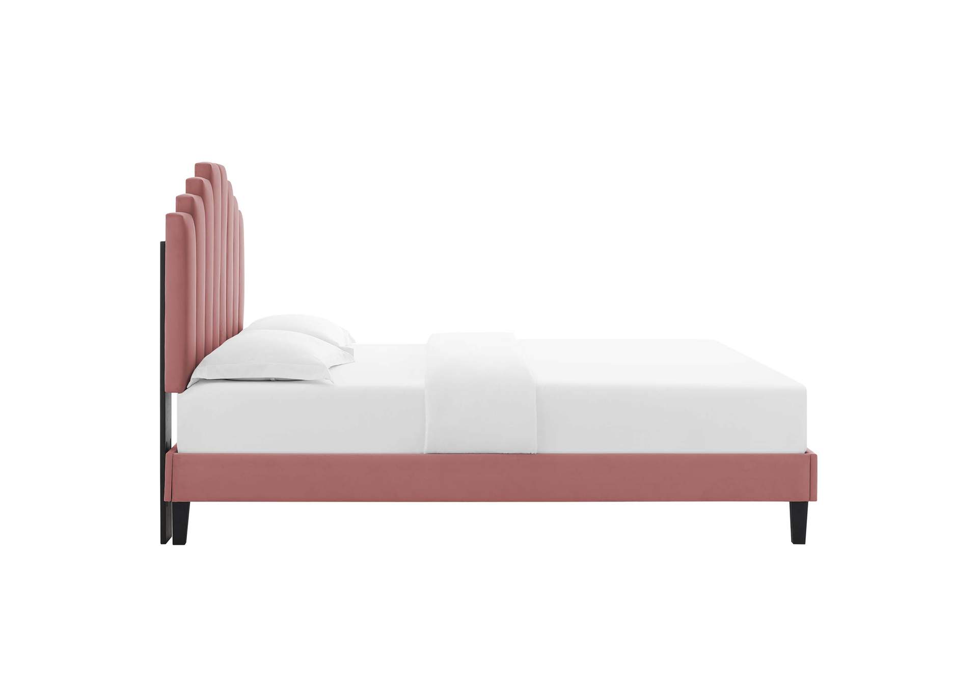 Dusty Rose Elise Queen Performance Velvet Platform Bed,Modway