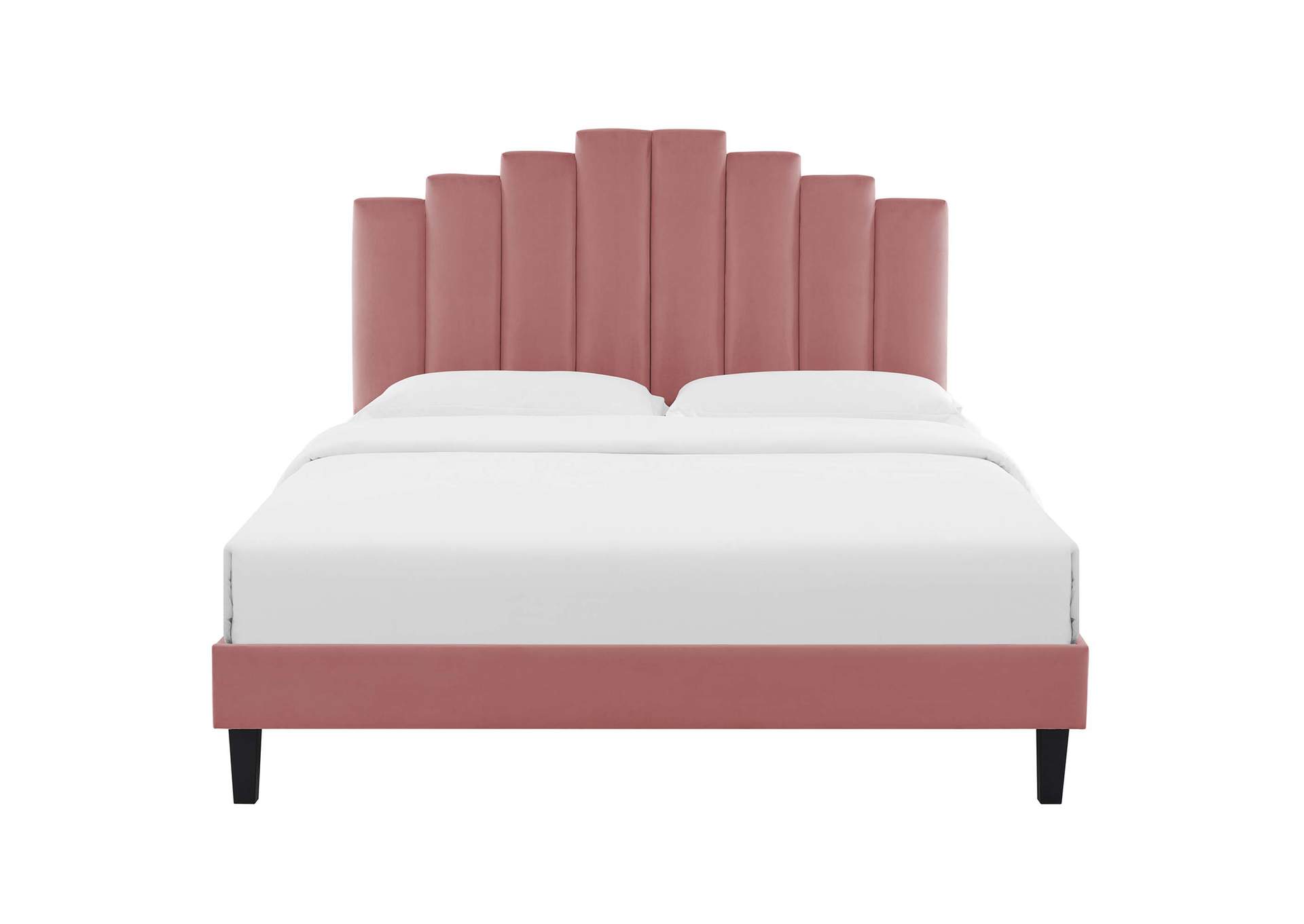 Dusty Rose Elise Queen Performance Velvet Platform Bed,Modway